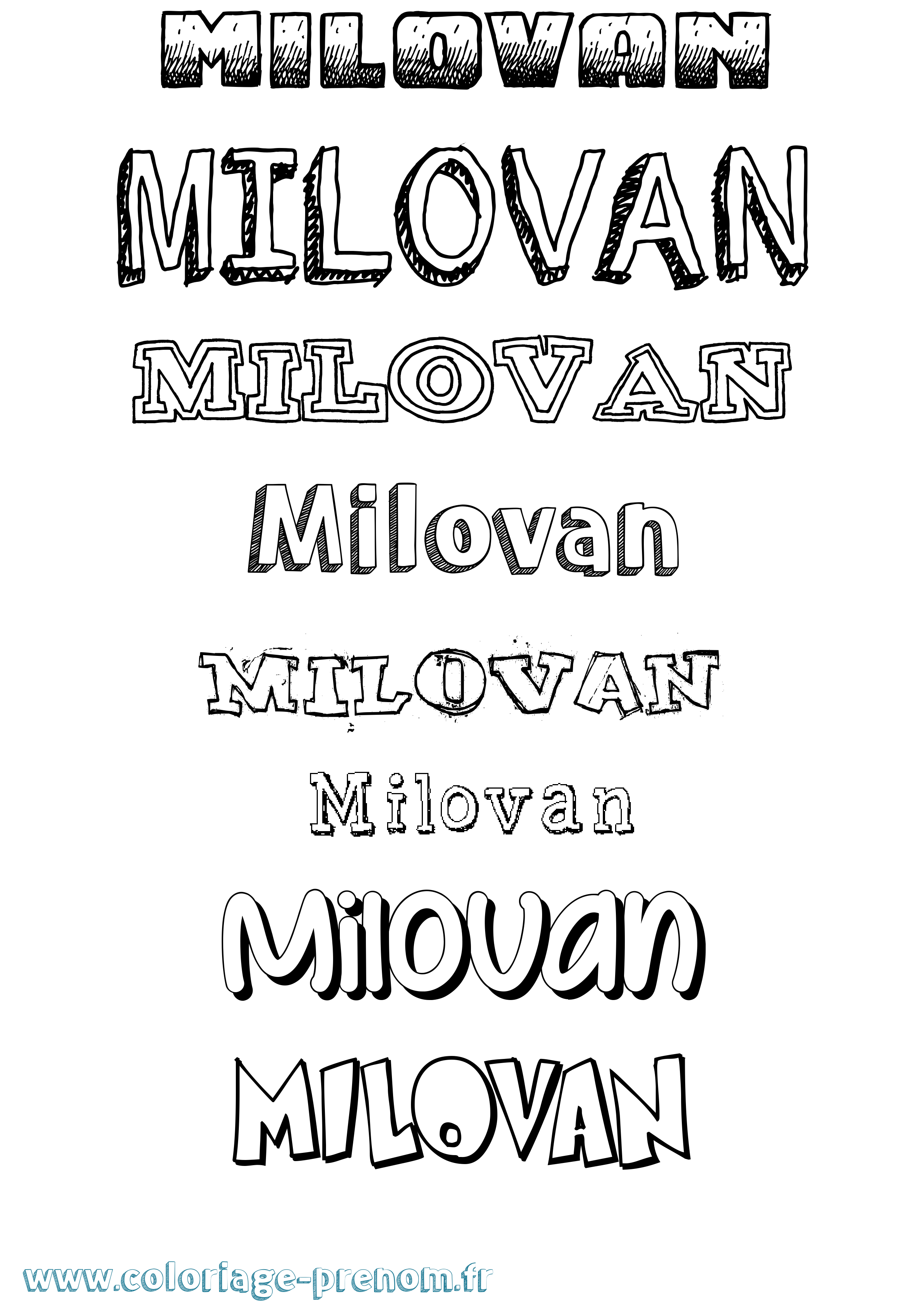 Coloriage prénom Milovan Dessiné