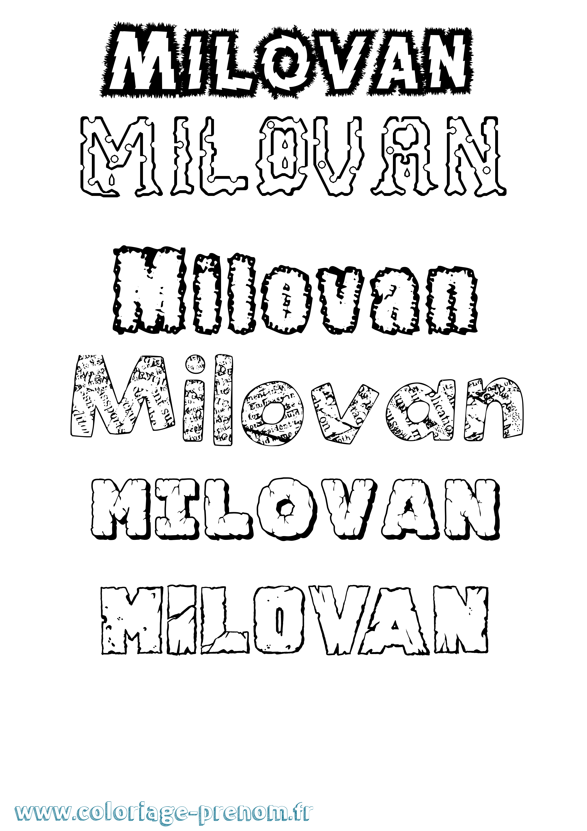 Coloriage prénom Milovan Destructuré