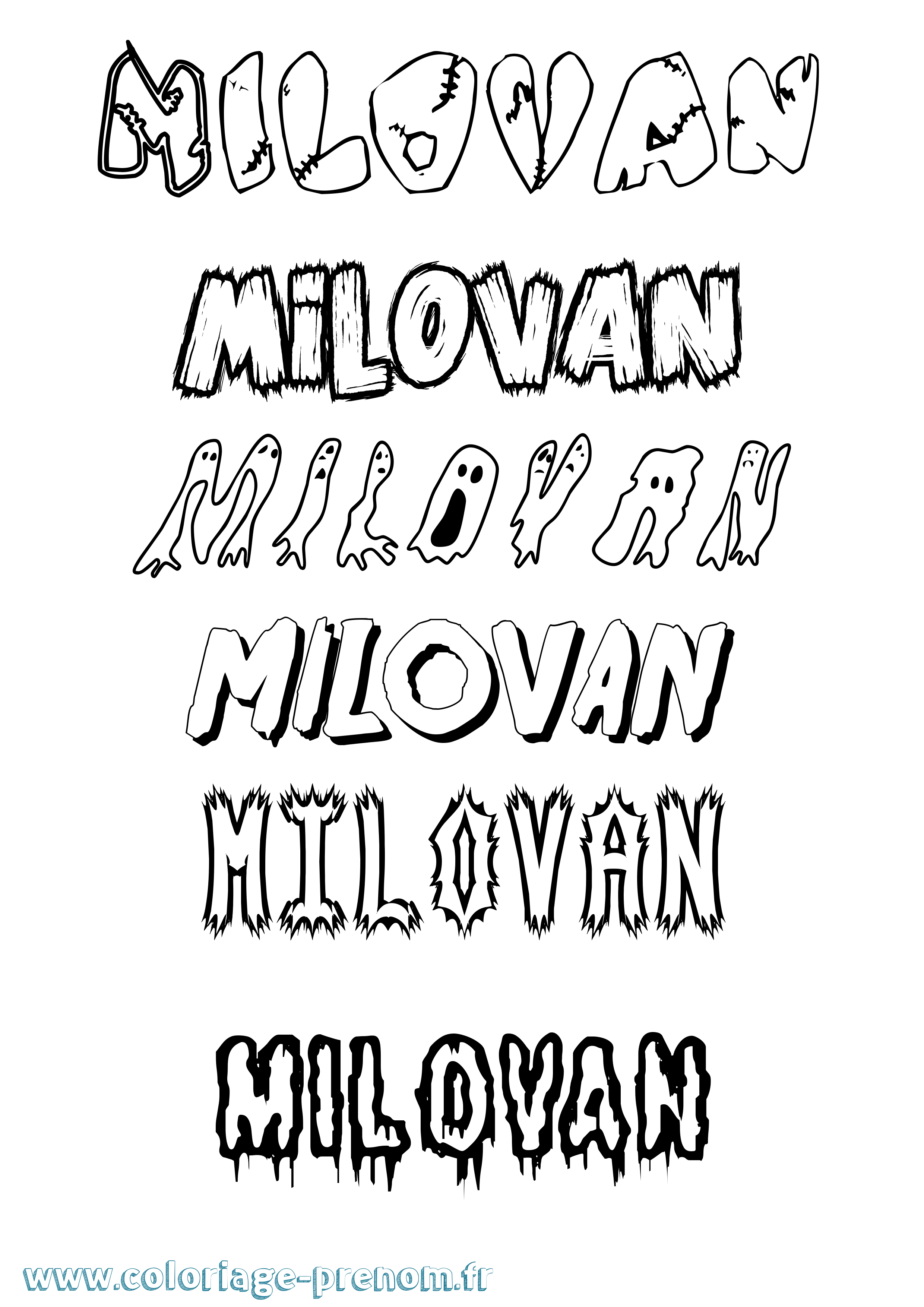 Coloriage prénom Milovan Frisson