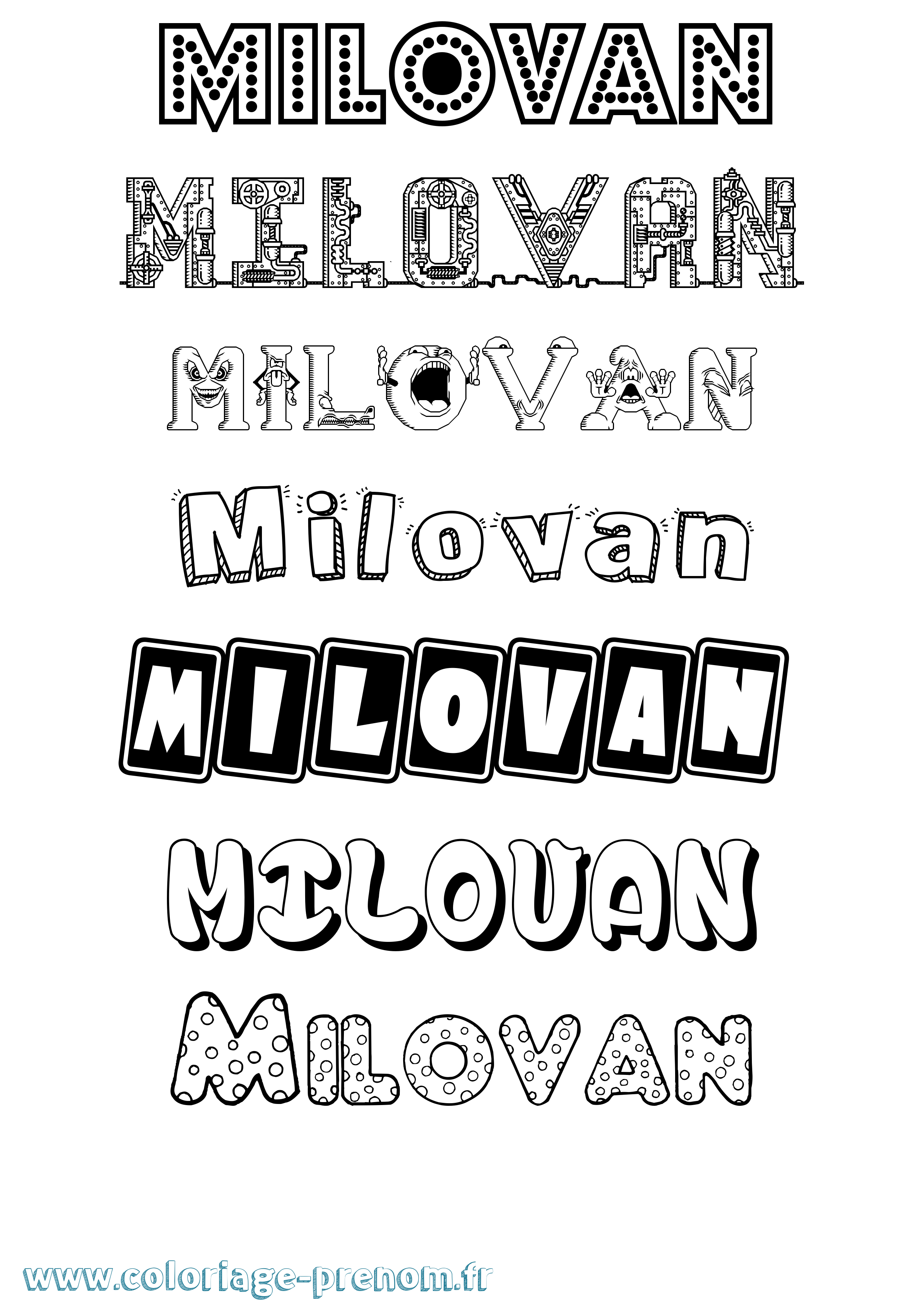 Coloriage prénom Milovan Fun