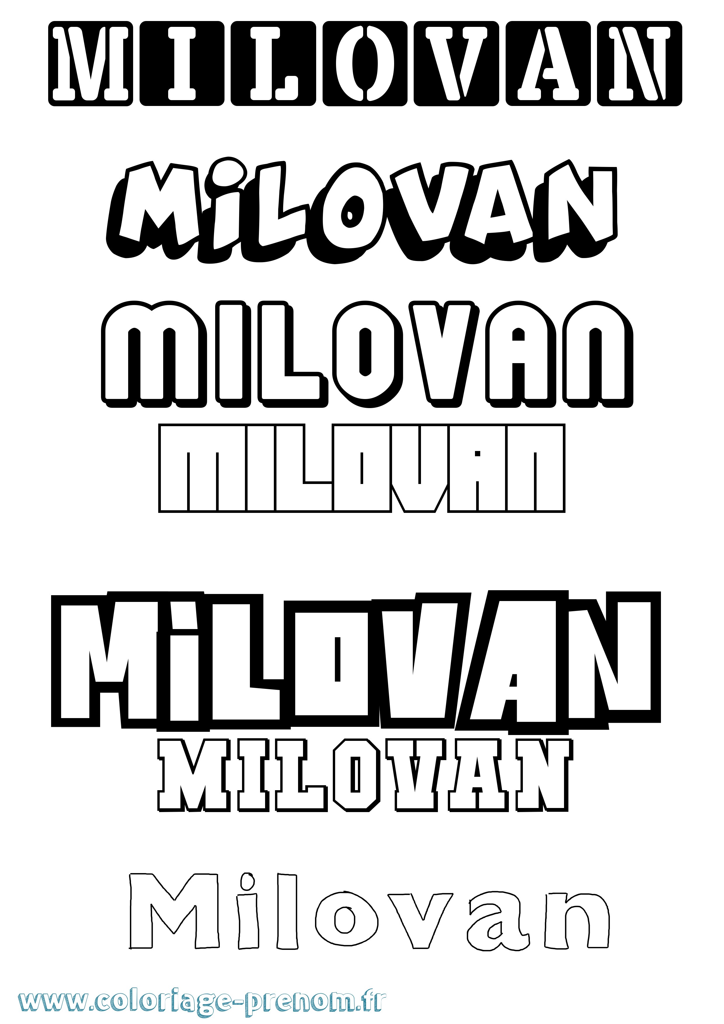Coloriage prénom Milovan Simple