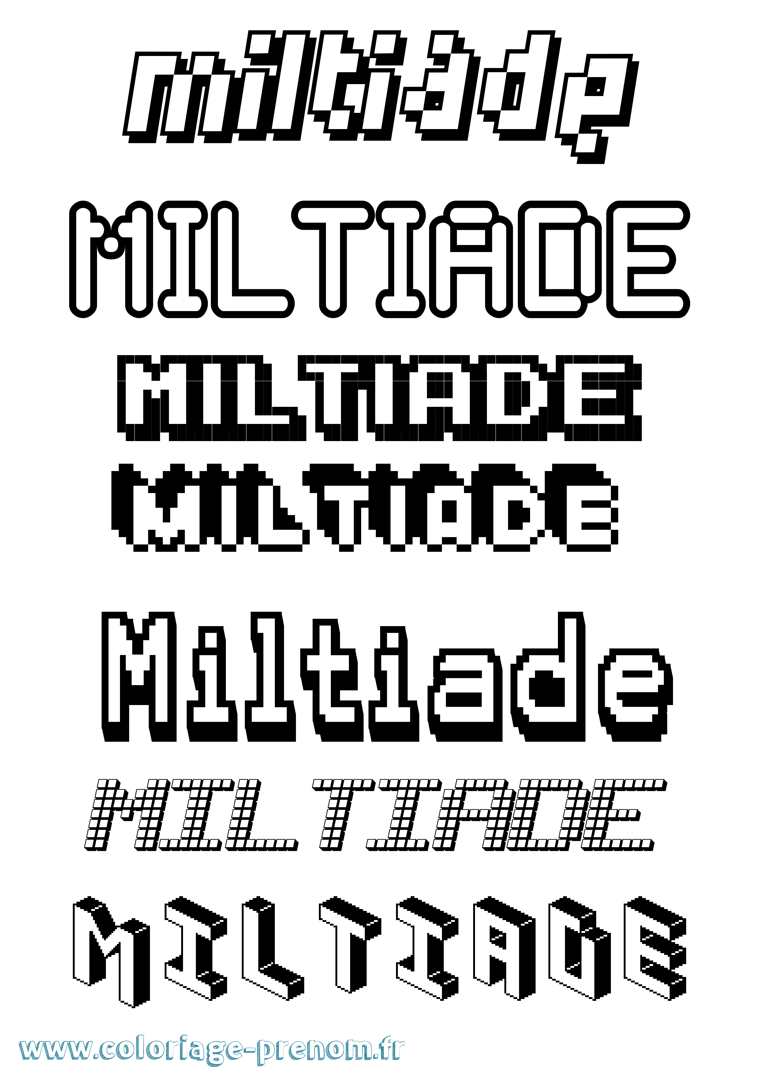 Coloriage prénom Miltiade Pixel