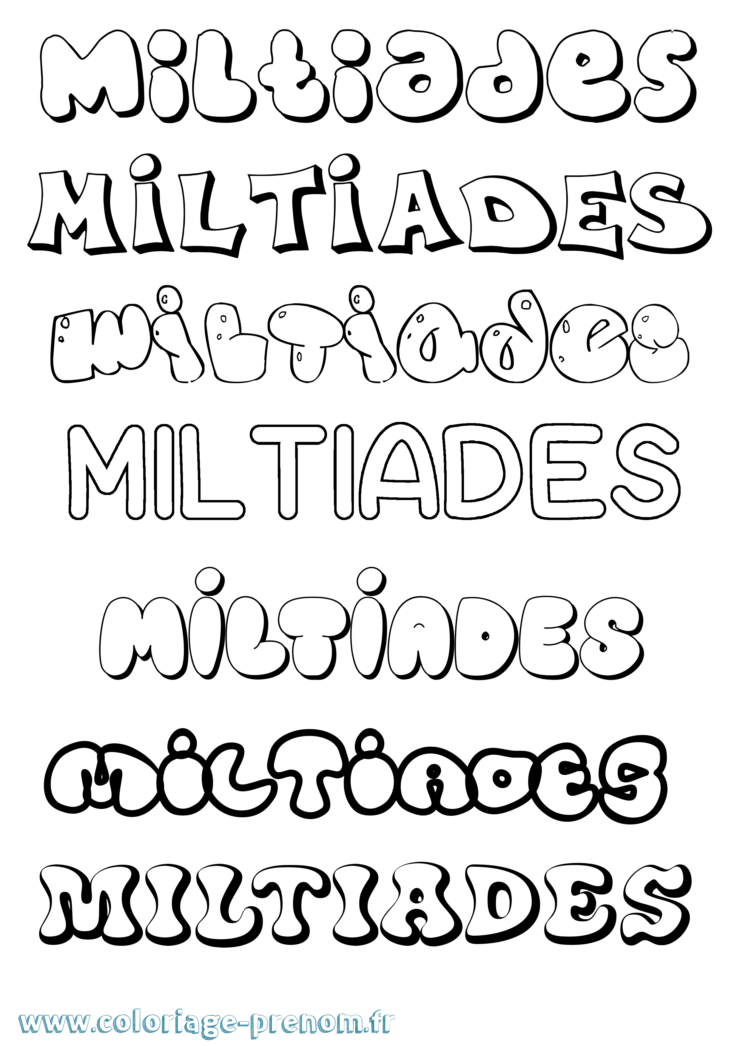 Coloriage prénom Miltiades Bubble