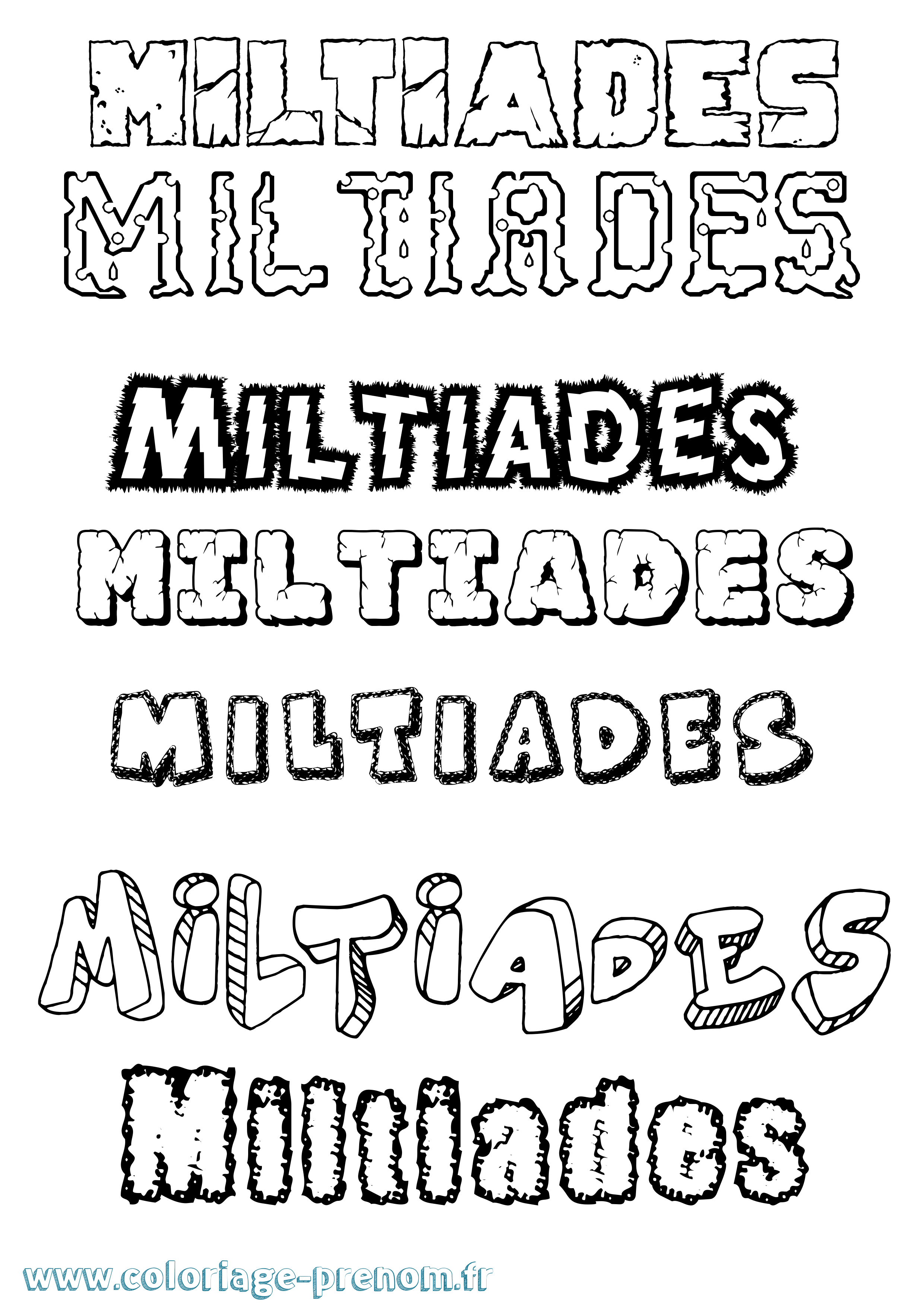 Coloriage prénom Miltiades Destructuré