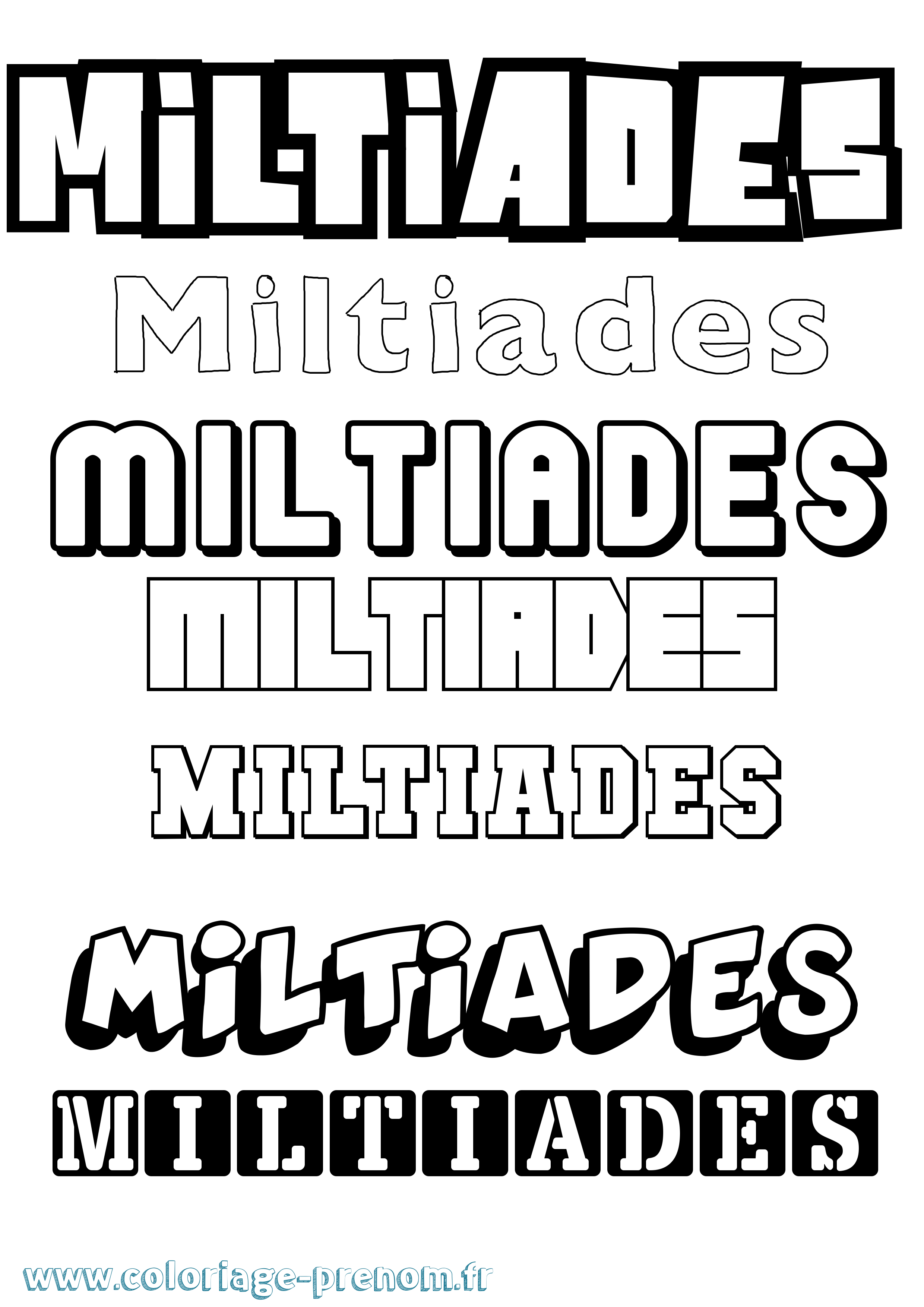 Coloriage prénom Miltiades Simple