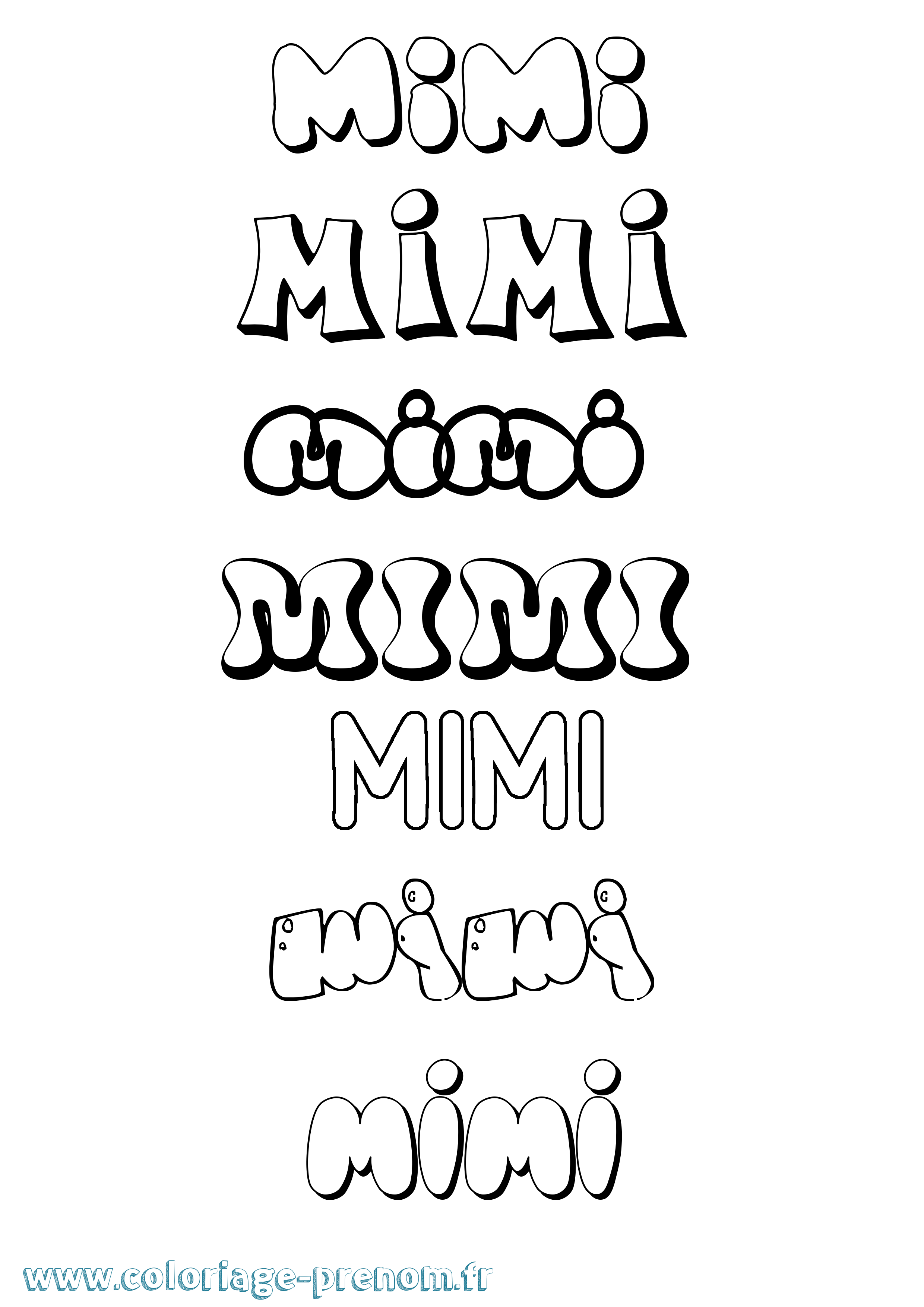 Coloriage prénom Mimi Bubble