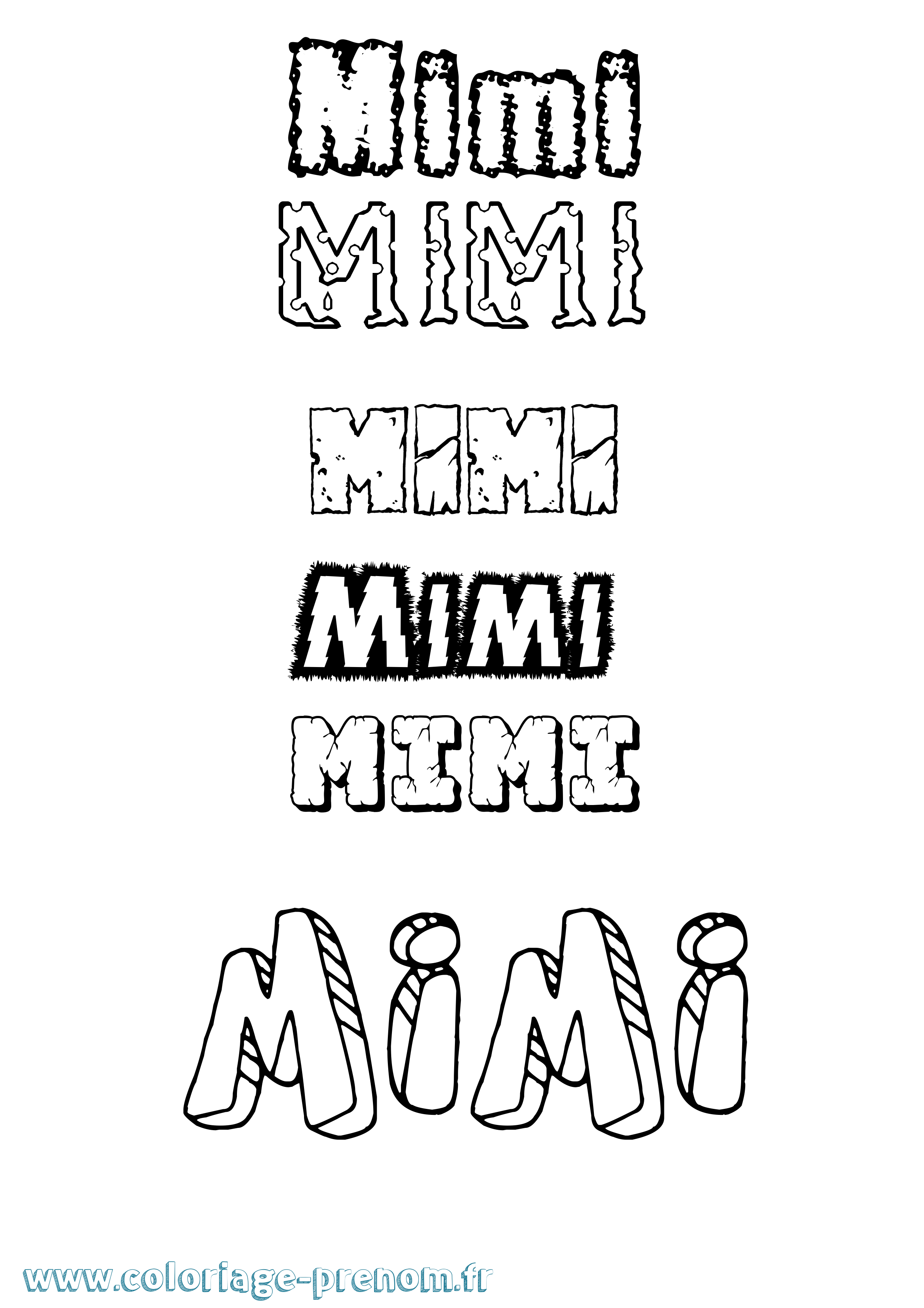 Coloriage prénom Mimi Destructuré