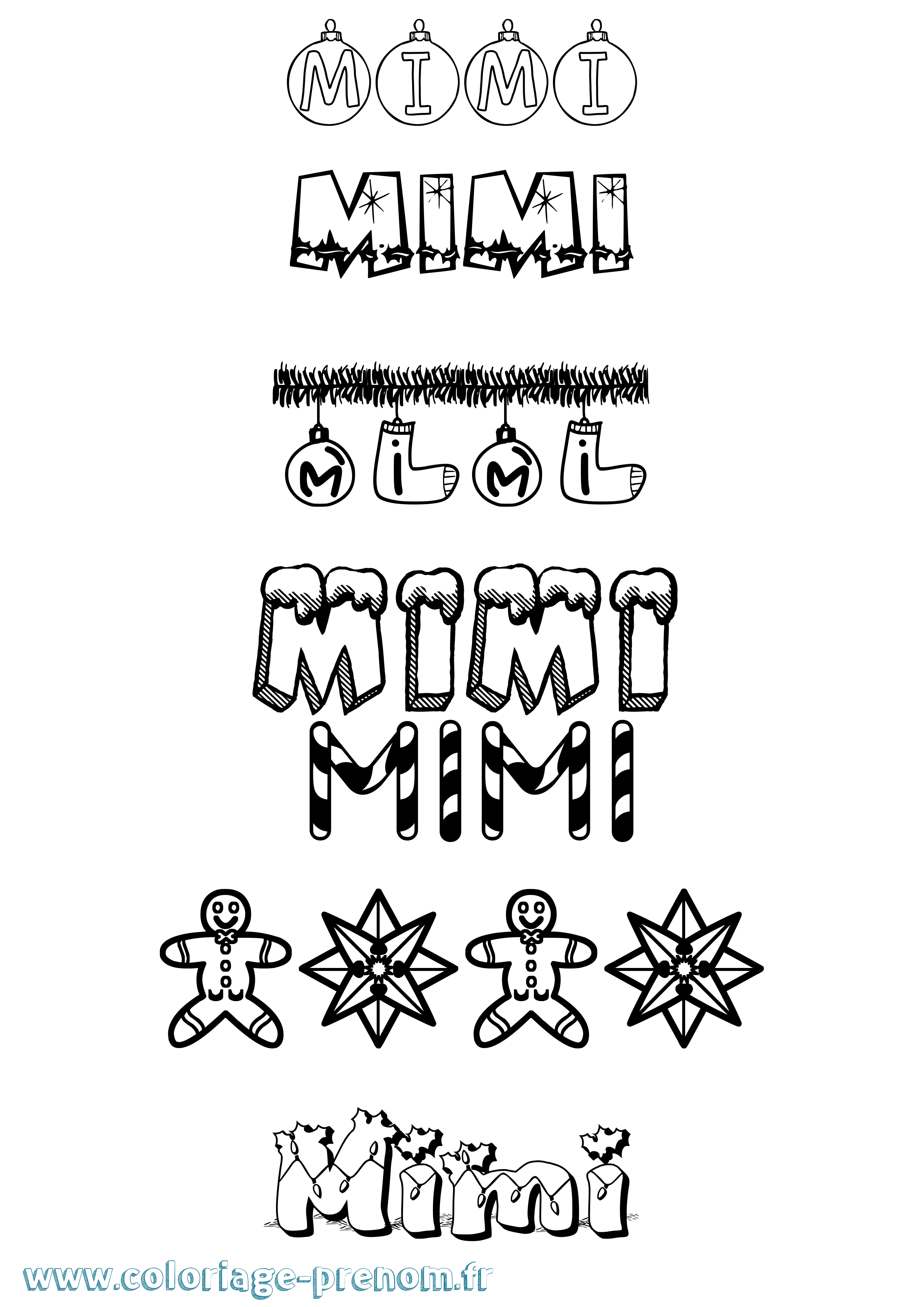Coloriage Mimi Noël Coloriage prénom Mimi Noël