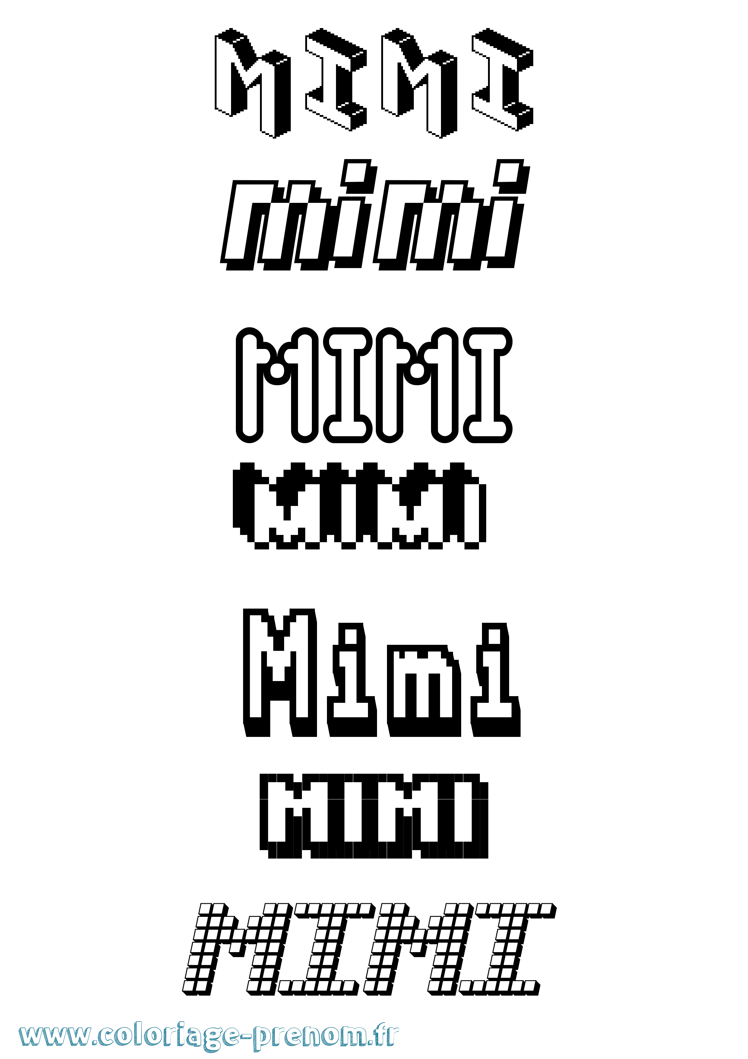 Coloriage prénom Mimi Pixel