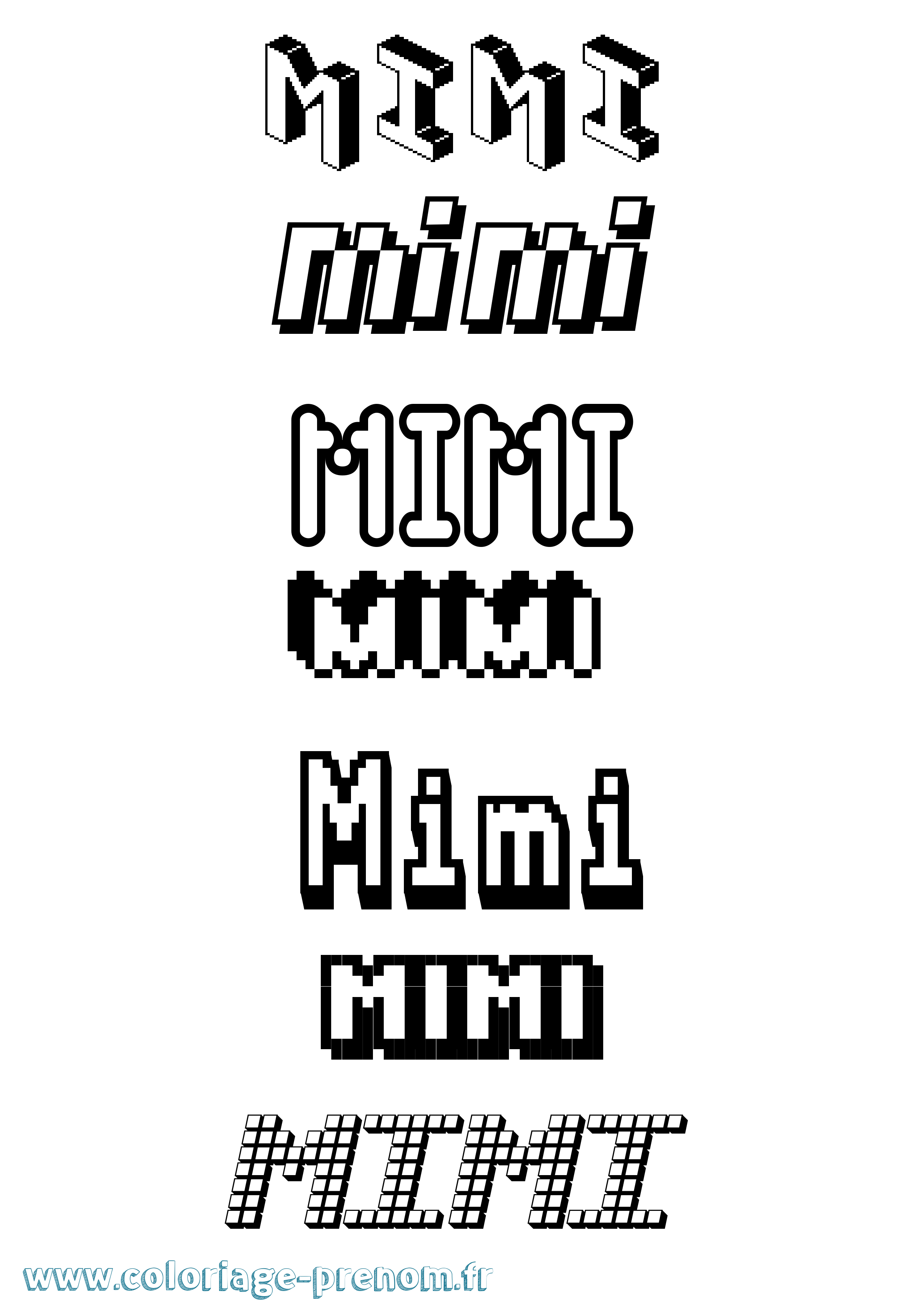 Coloriage Mimi Pixel Coloriage prénom Mimi Pixel