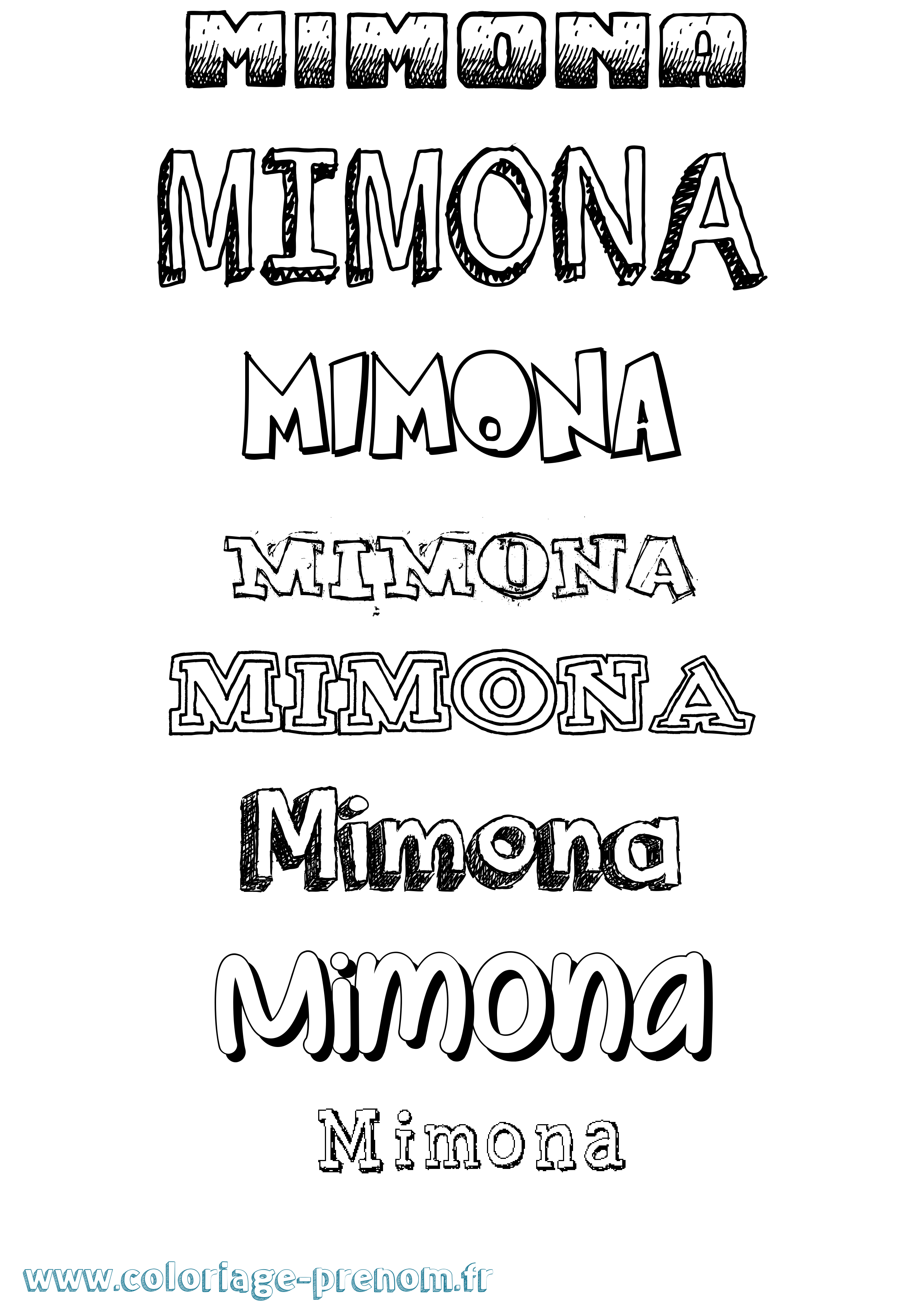 Coloriage prénom Mimona Dessiné