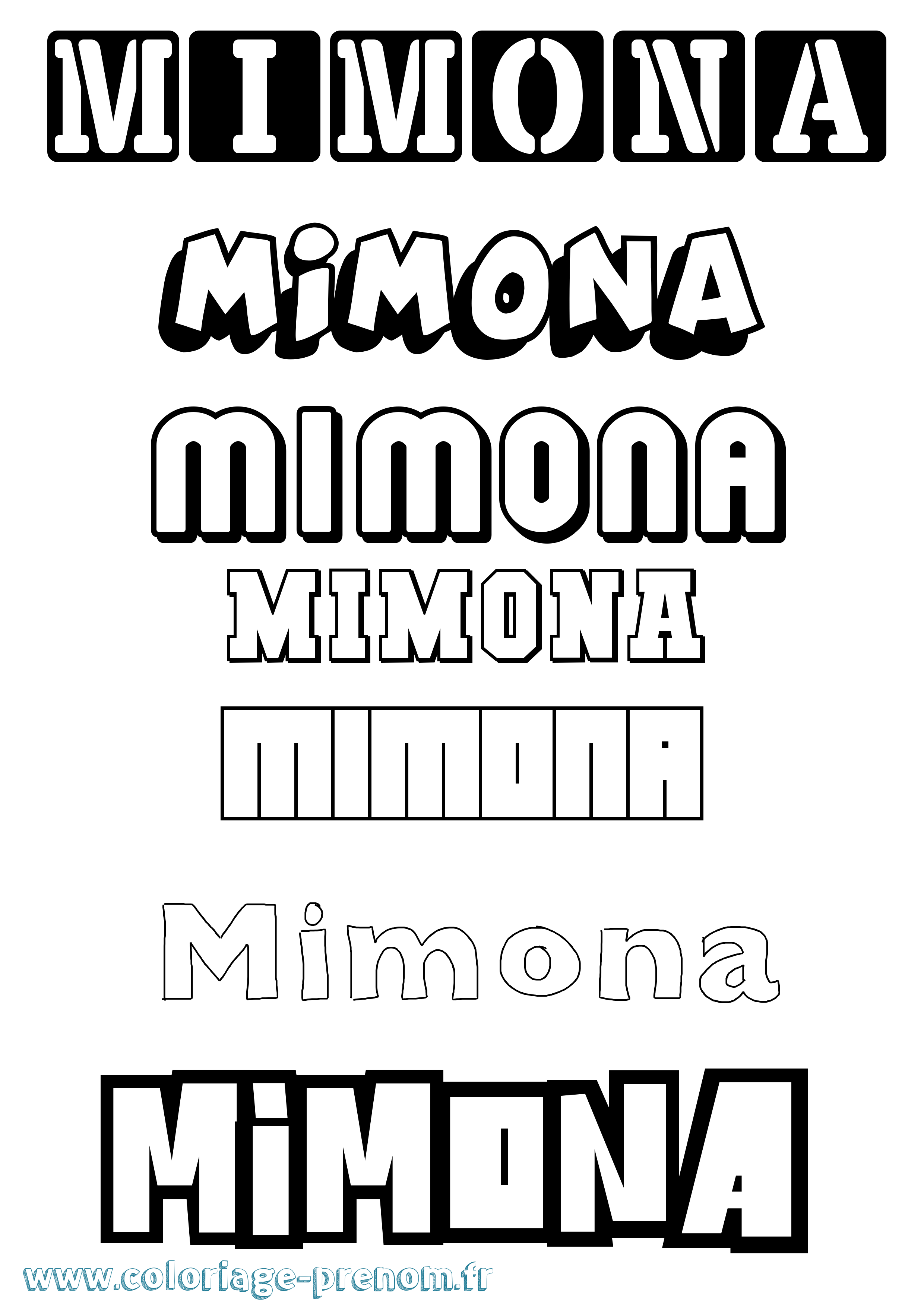 Coloriage prénom Mimona Simple
