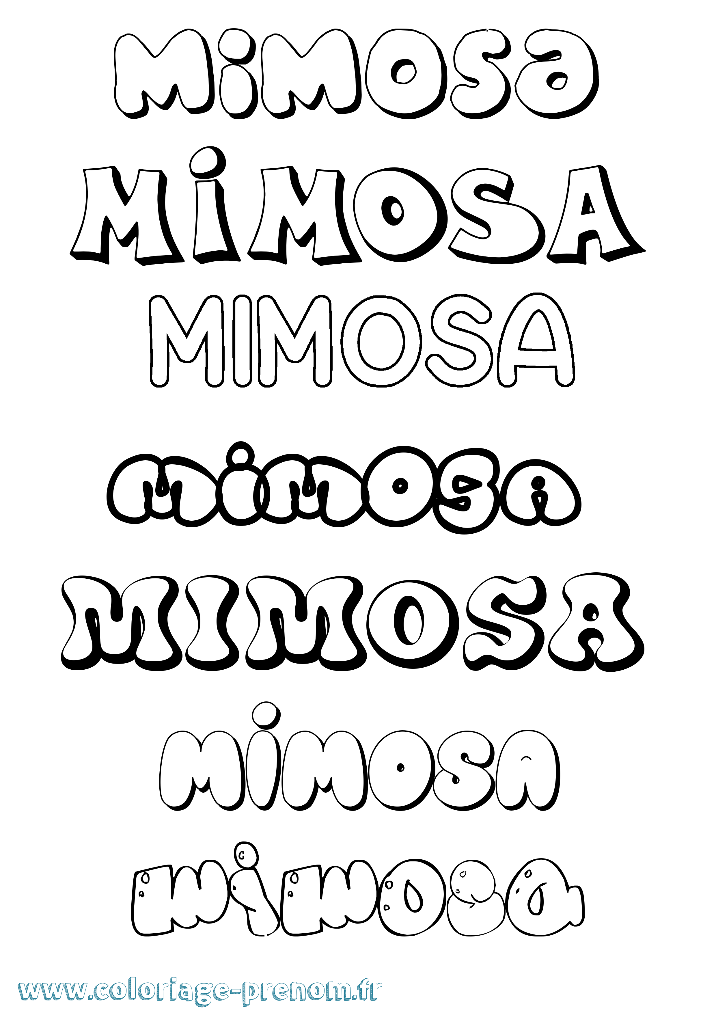 Coloriage Mimosa Bubble Coloriage prénom Mimosa Bubble
