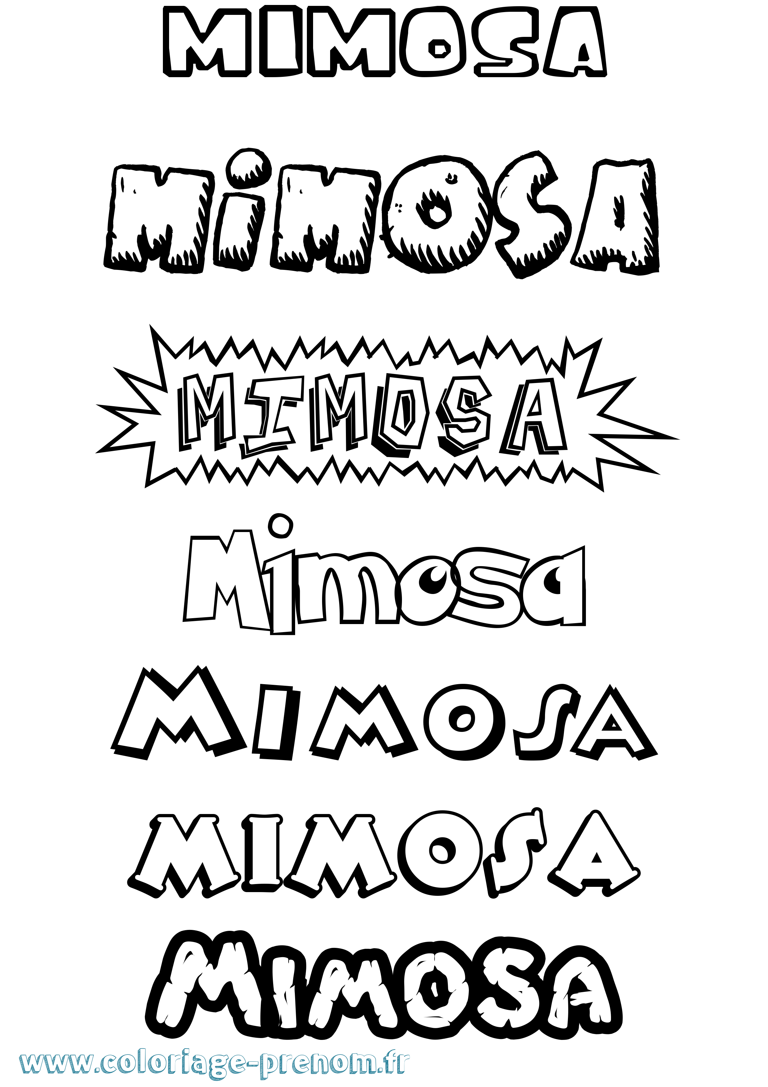 Coloriage Mimosa Dessin Animé Coloriage prénom Mimosa Dessin Animé