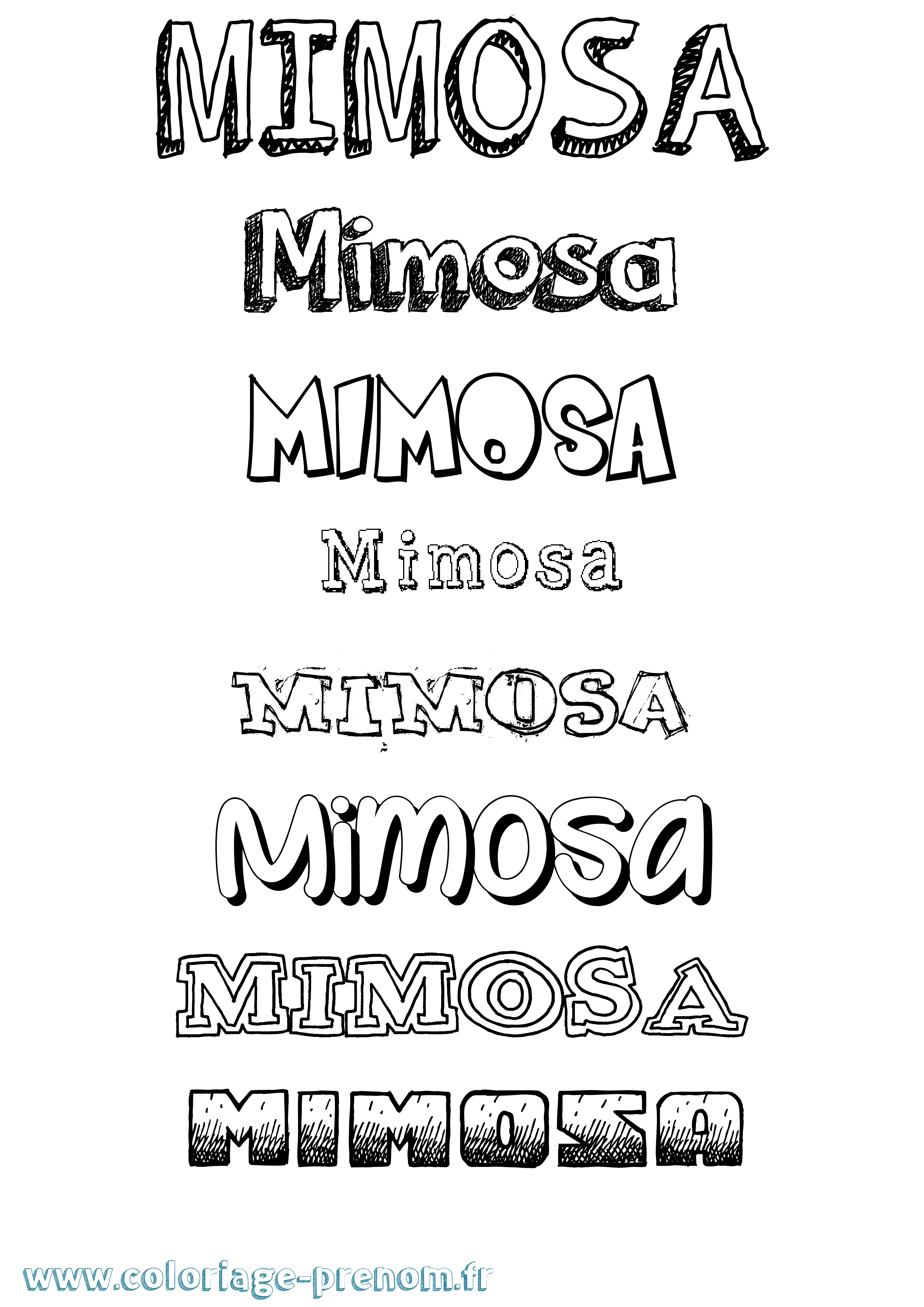 Coloriage Mimosa Dessiné Coloriage prénom Mimosa Dessiné