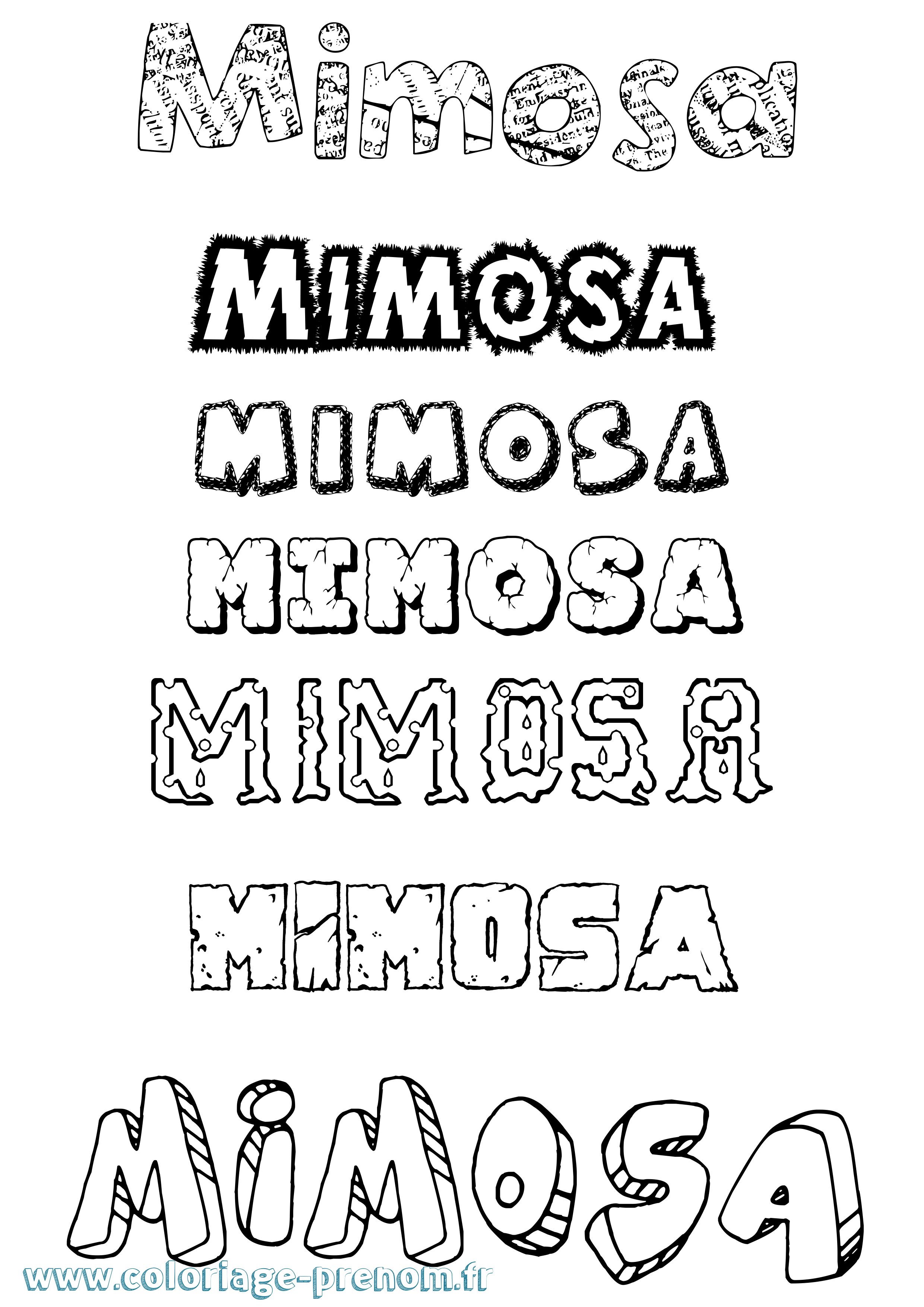 Coloriage Mimosa Destructuré Coloriage prénom Mimosa Destructuré