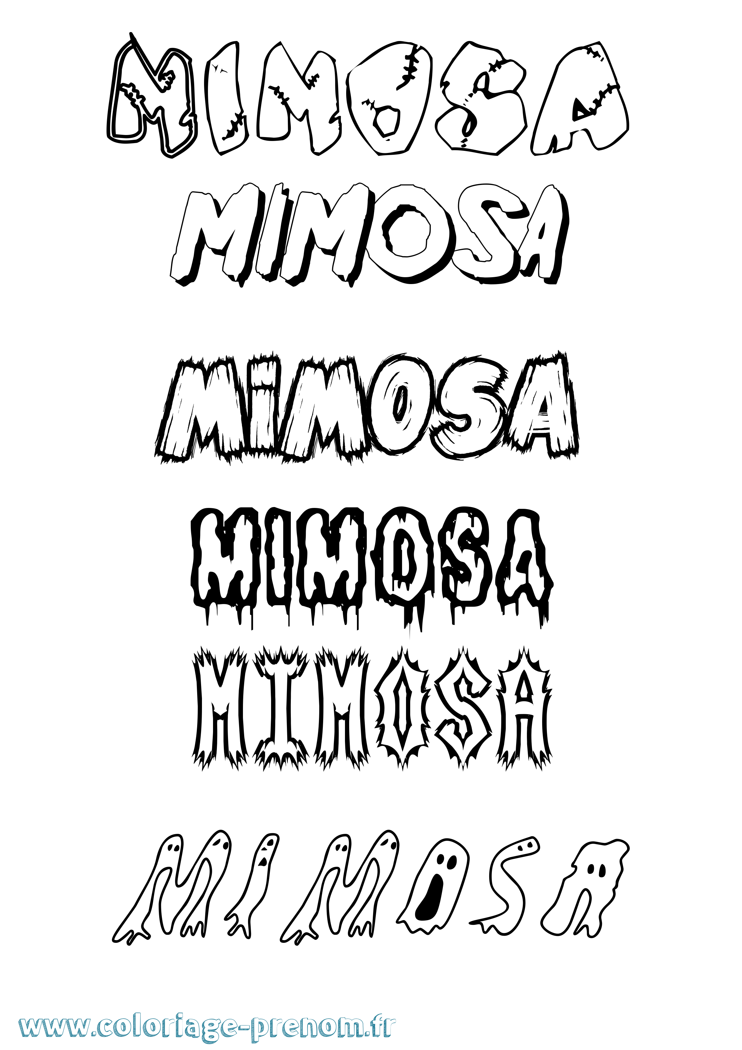 Coloriage Mimosa Frisson Coloriage prénom Mimosa Frisson