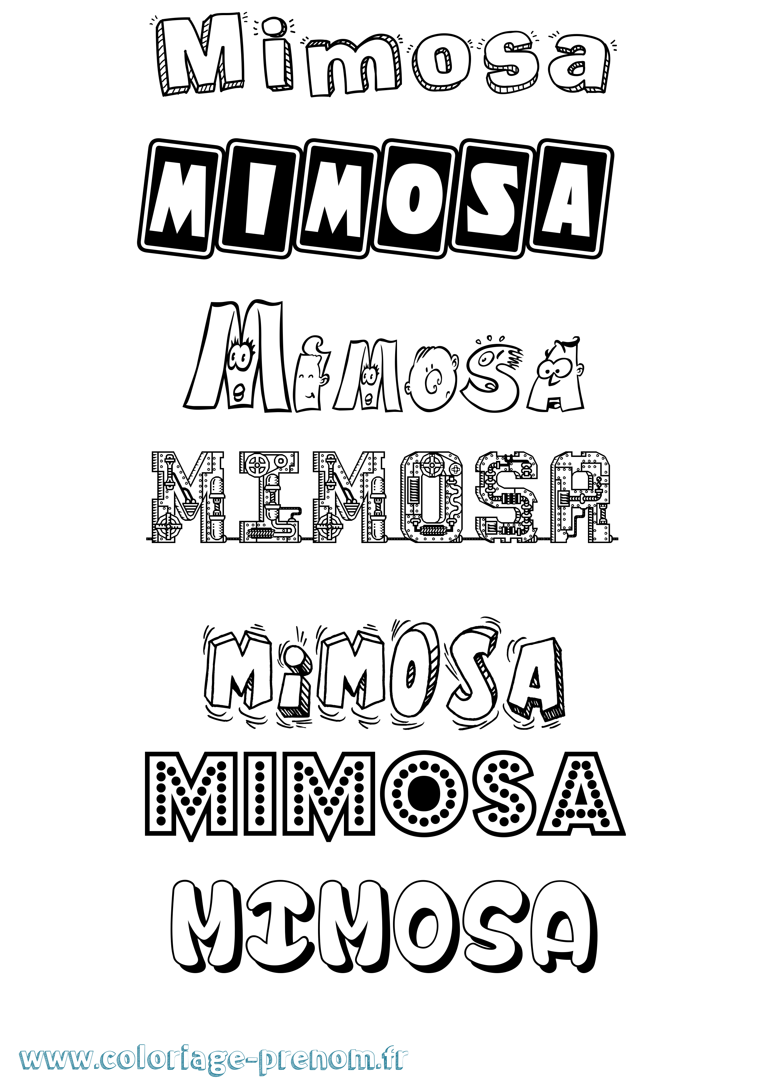 Coloriage Mimosa Fun Coloriage prénom Mimosa Fun