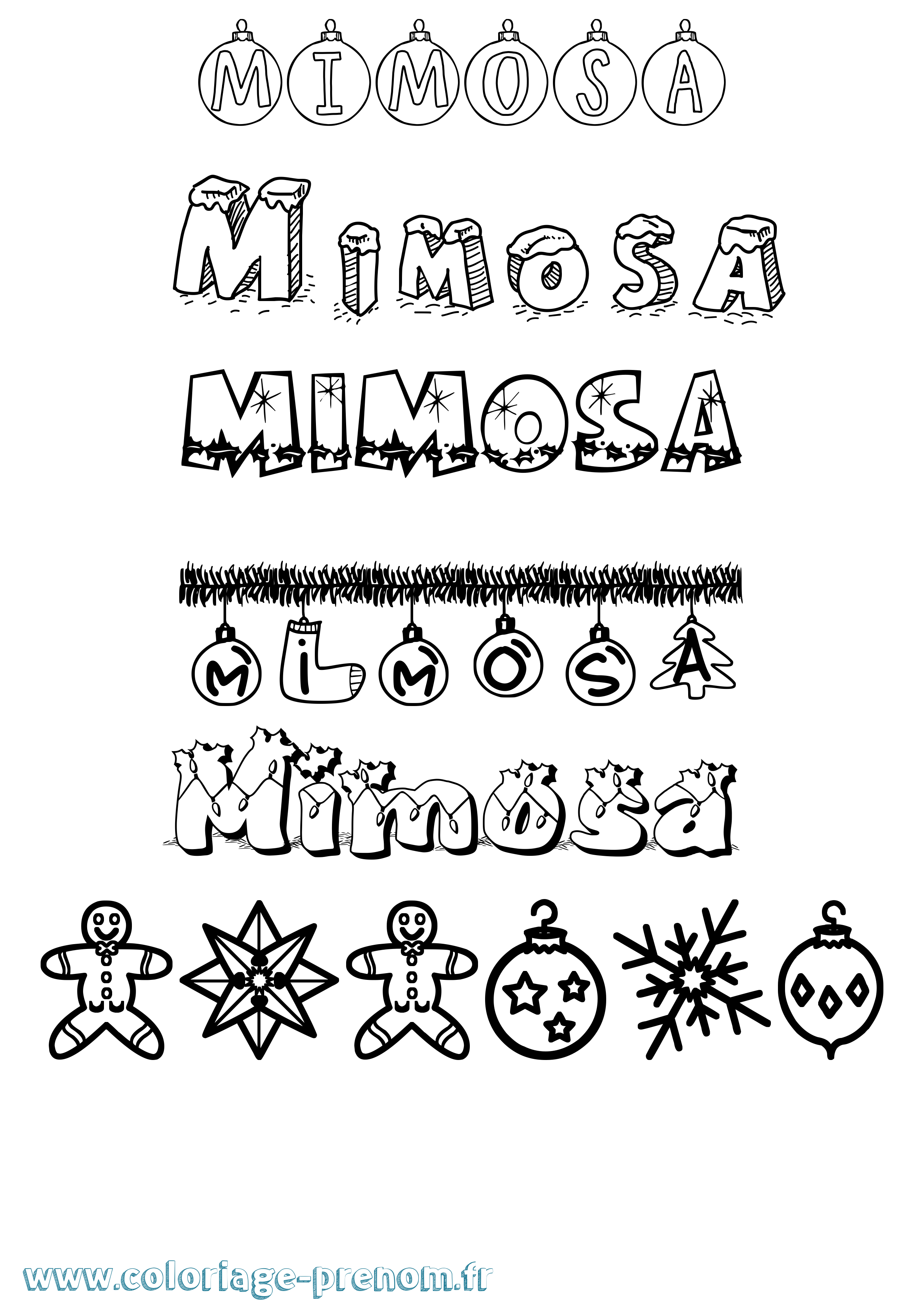Coloriage Mimosa Noël Coloriage prénom Mimosa Noël