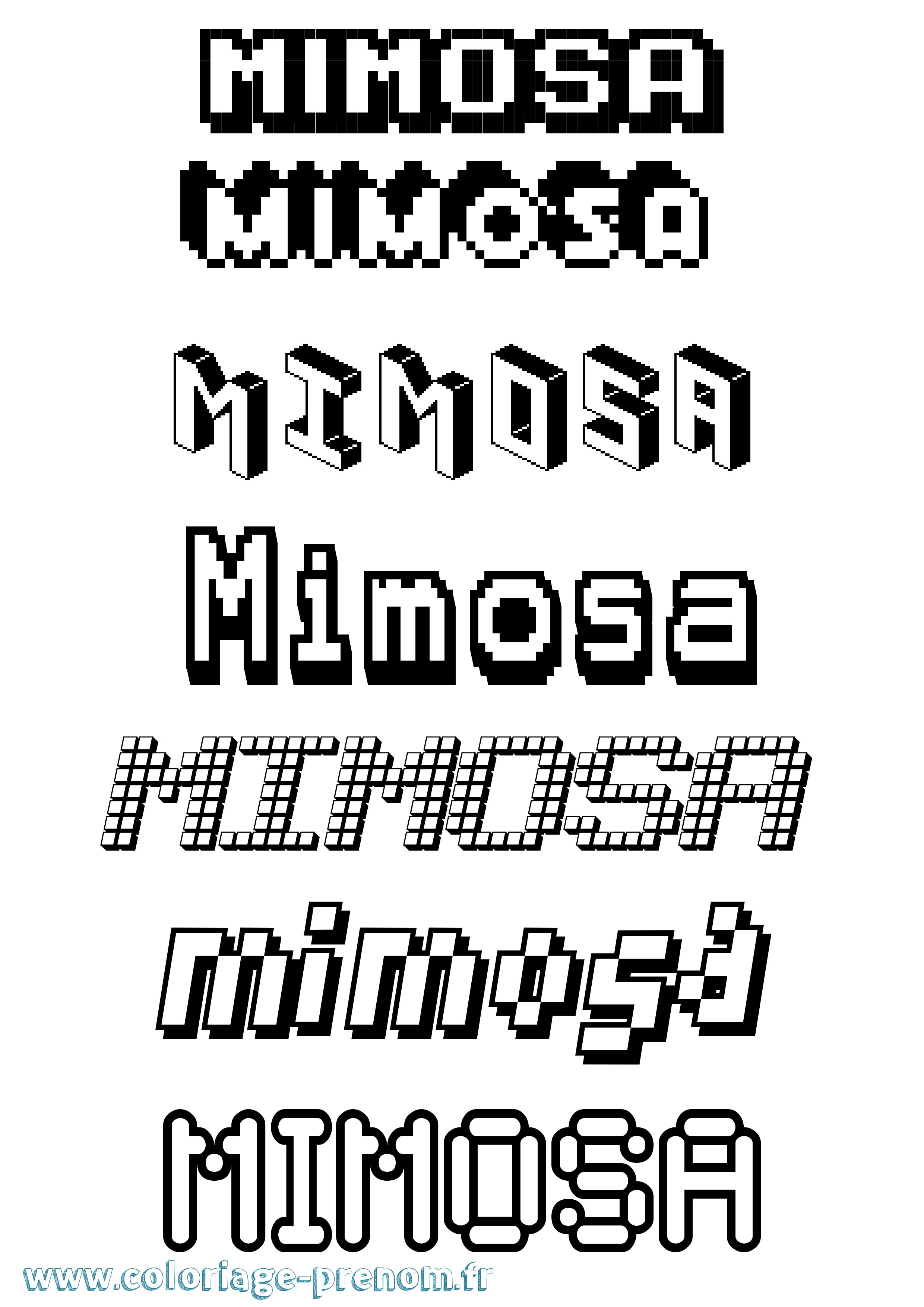 Coloriage Mimosa Pixel Coloriage prénom Mimosa Pixel
