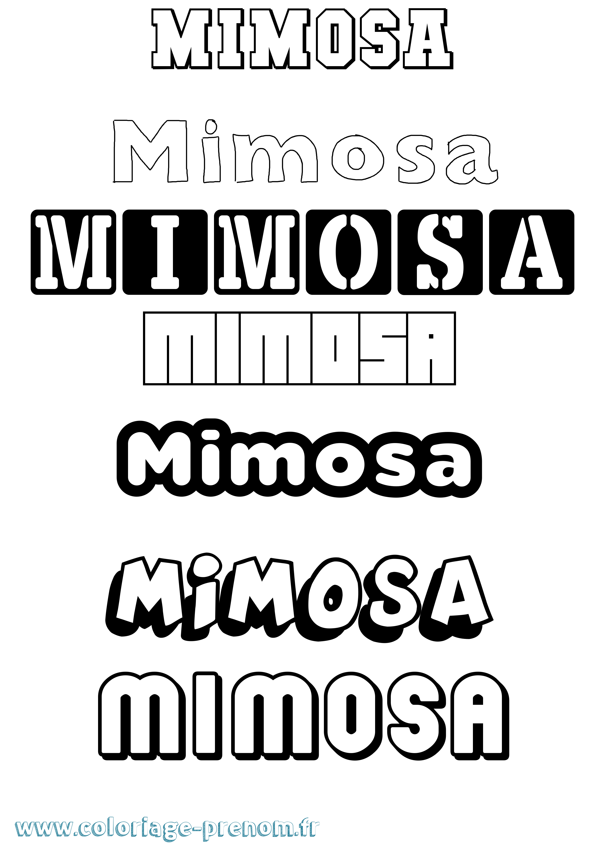 Coloriage Mimosa Simple Coloriage prénom Mimosa Simple