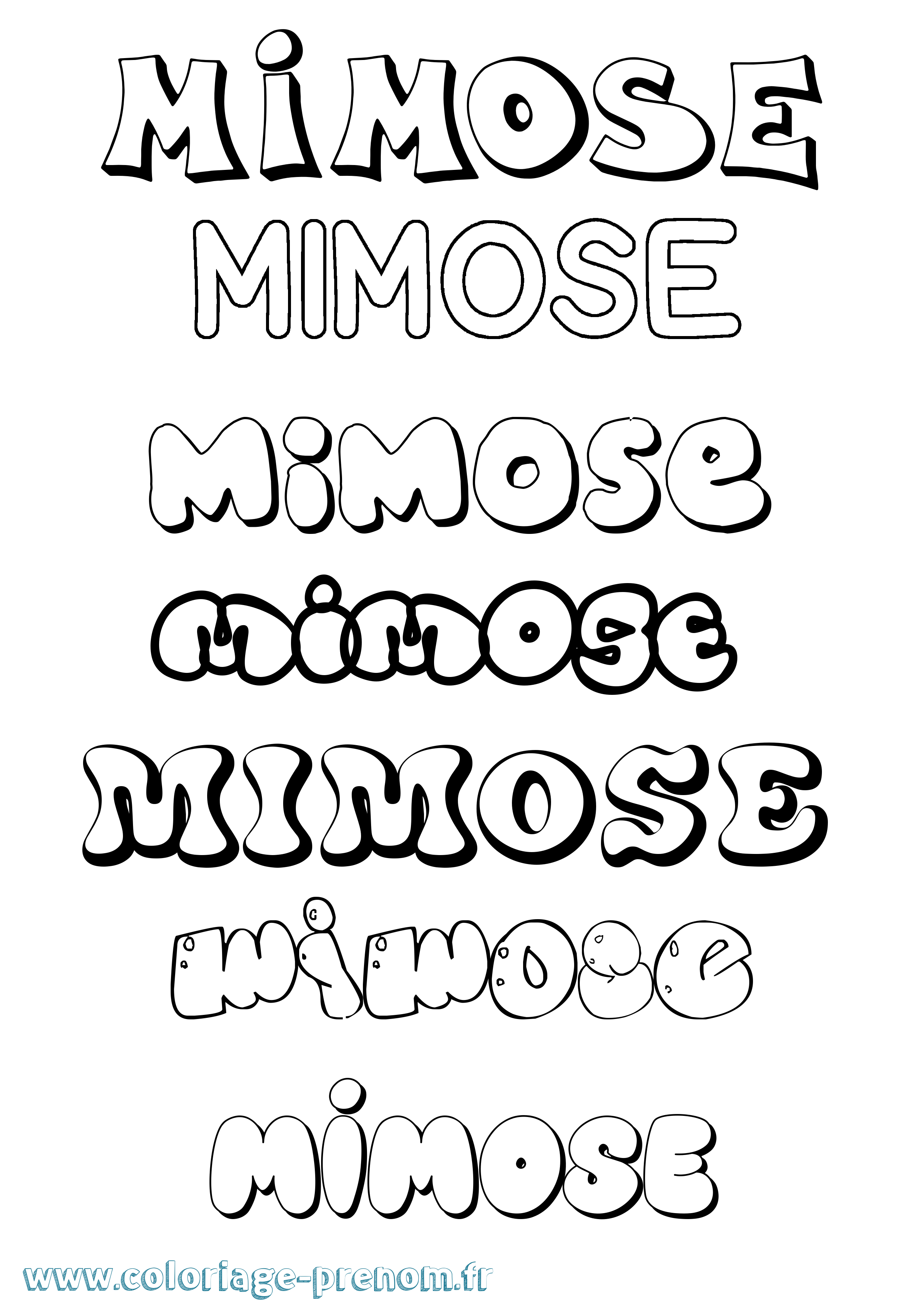 Coloriage prénom Mimose Bubble