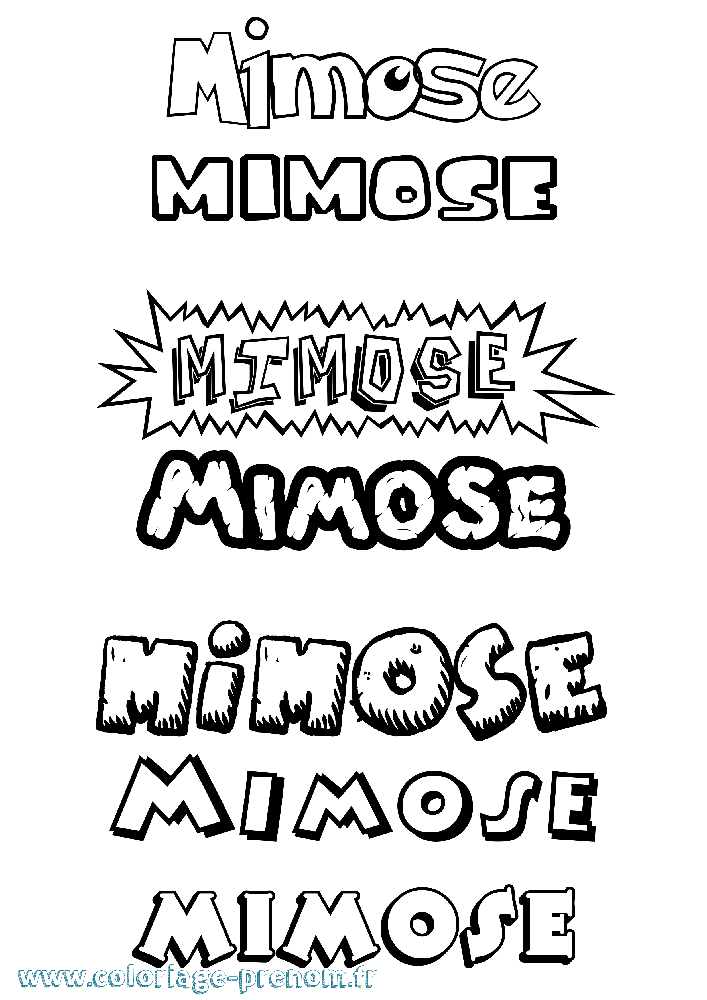 Coloriage prénom Mimose Dessin Animé