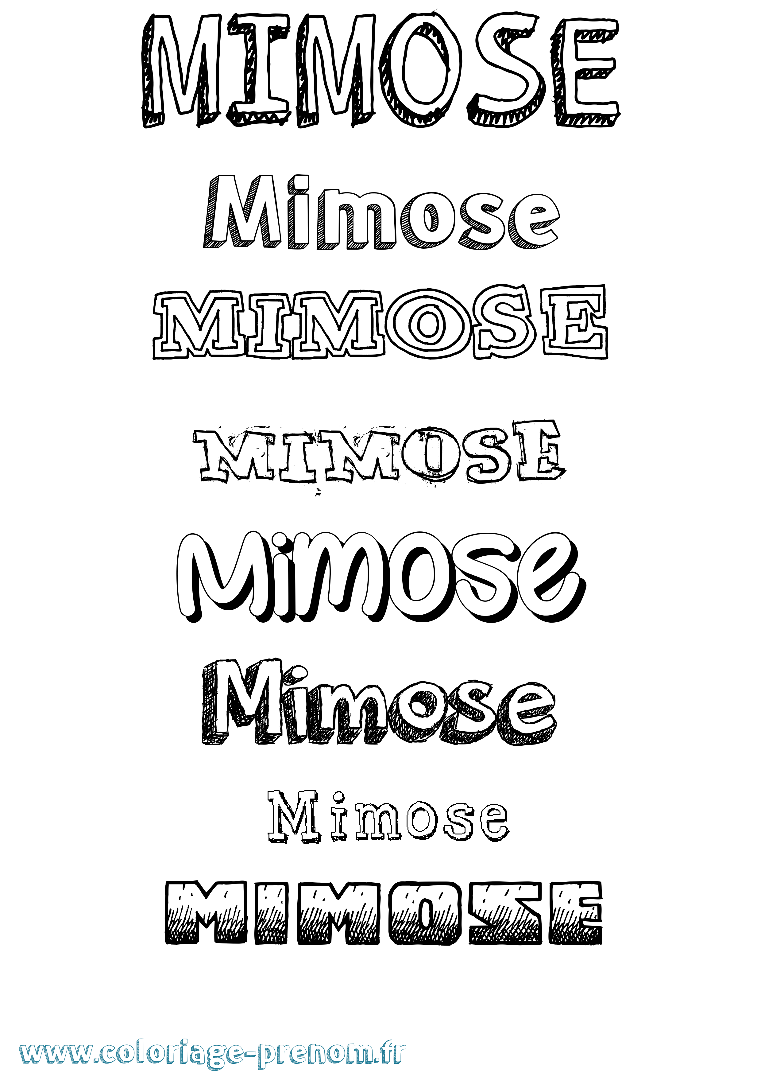 Coloriage prénom Mimose Dessiné