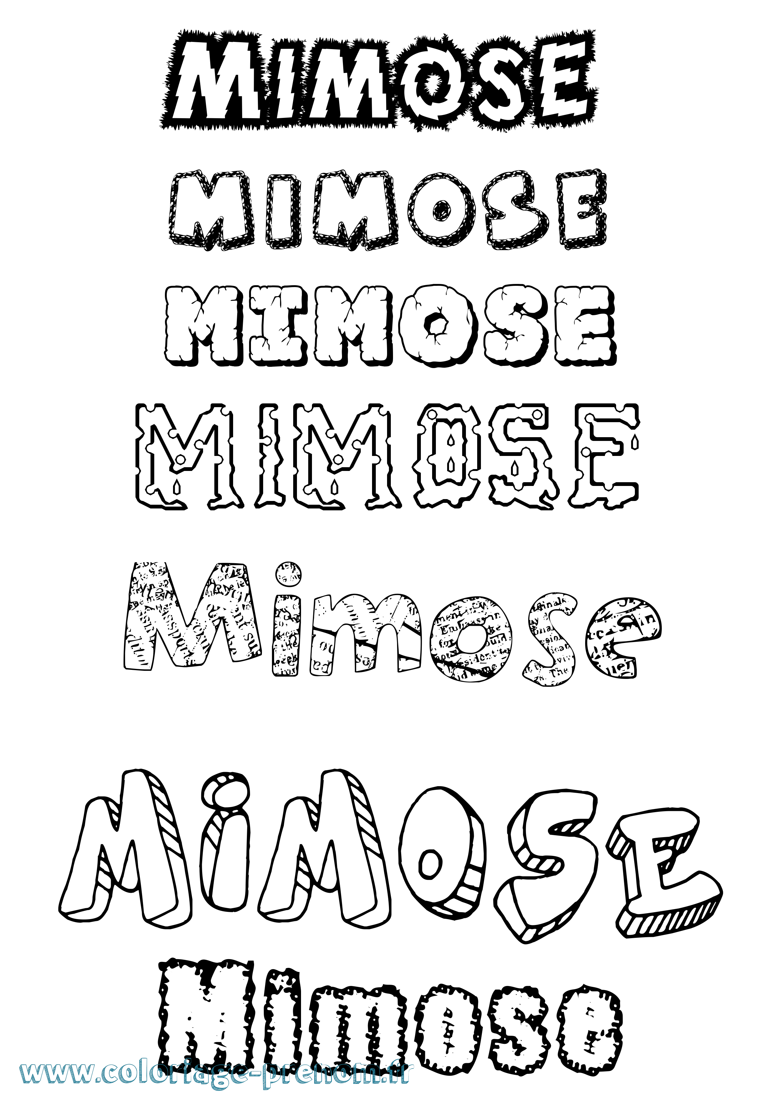 Coloriage Mimose Destructuré Coloriage prénom Mimose Destructuré