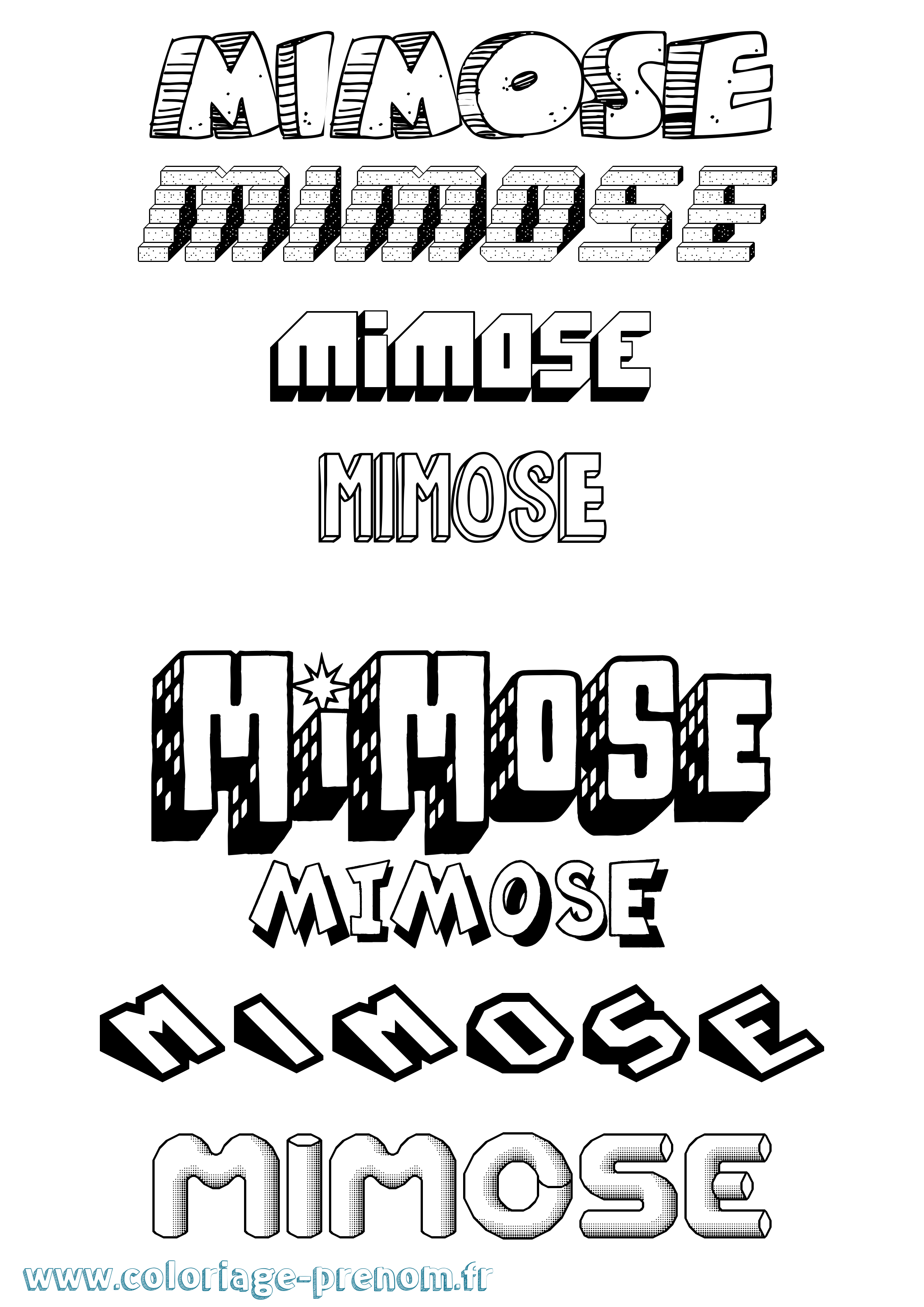 Coloriage Mimose Effet 3D Coloriage prénom Mimose Effet 3D
