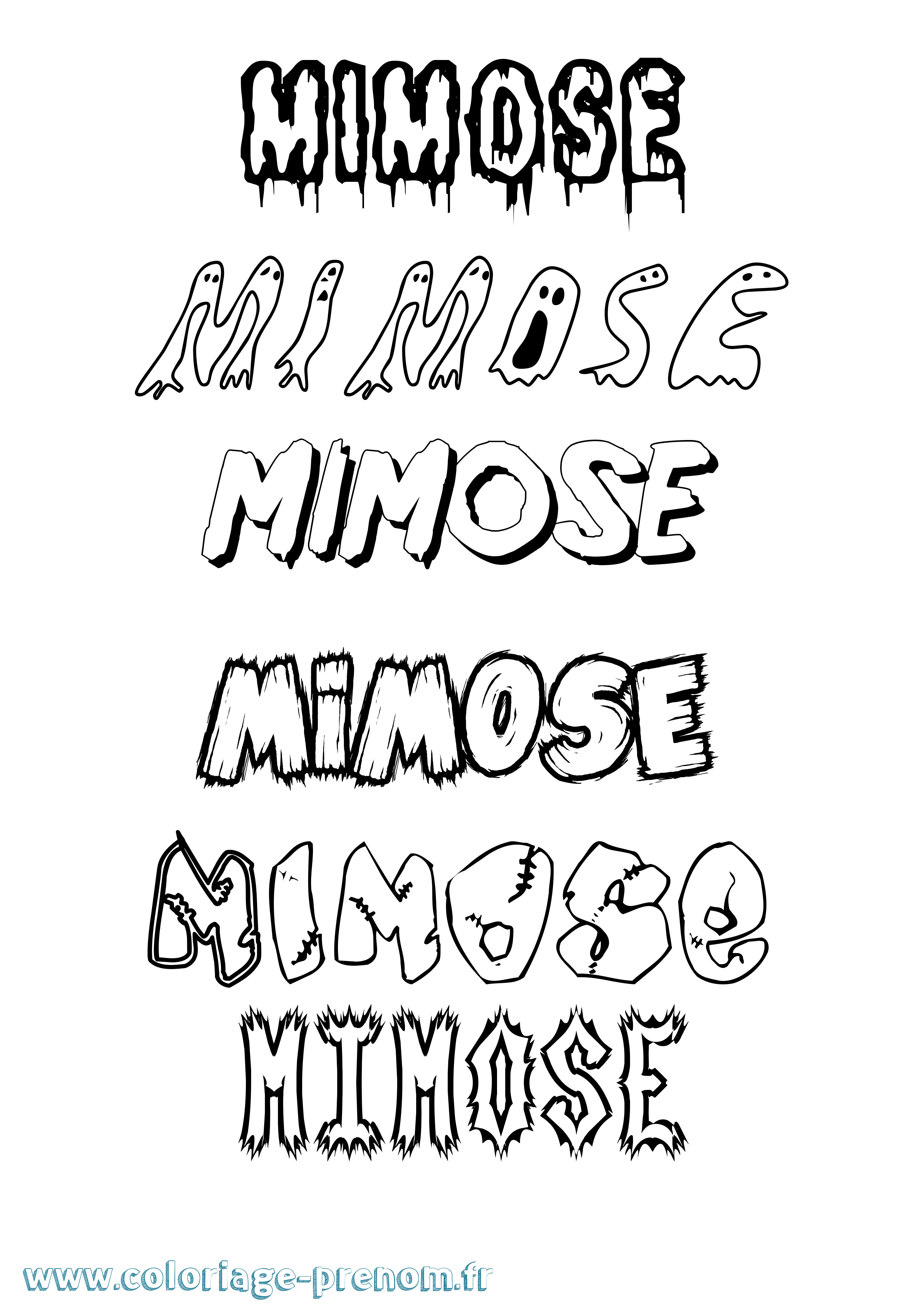 Coloriage Mimose Frisson Coloriage prénom Mimose Frisson