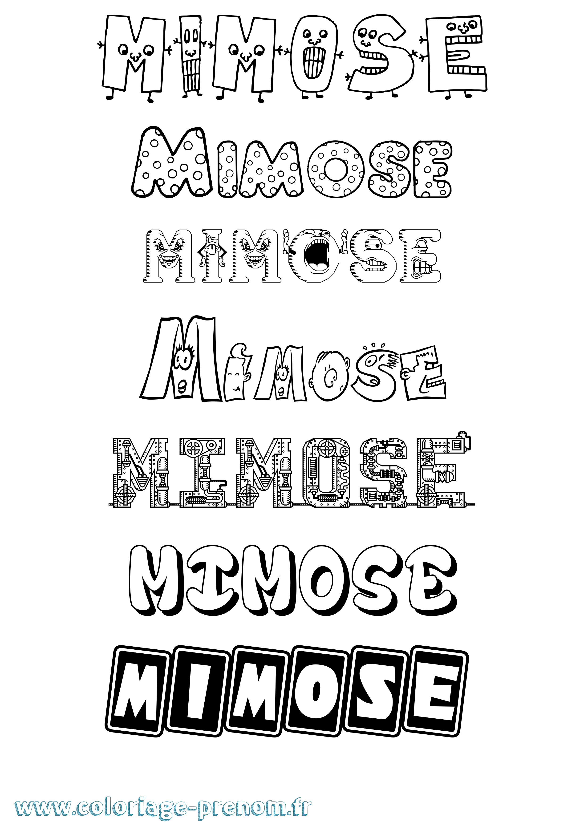 Coloriage prénom Mimose Fun