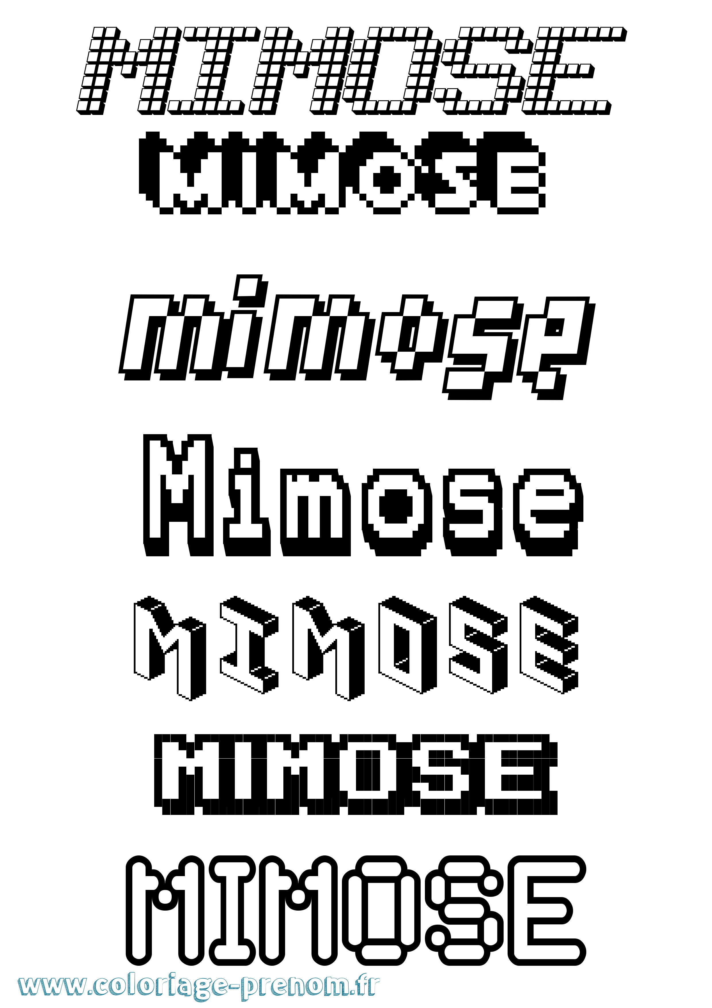 Coloriage Mimose Pixel Coloriage prénom Mimose Pixel