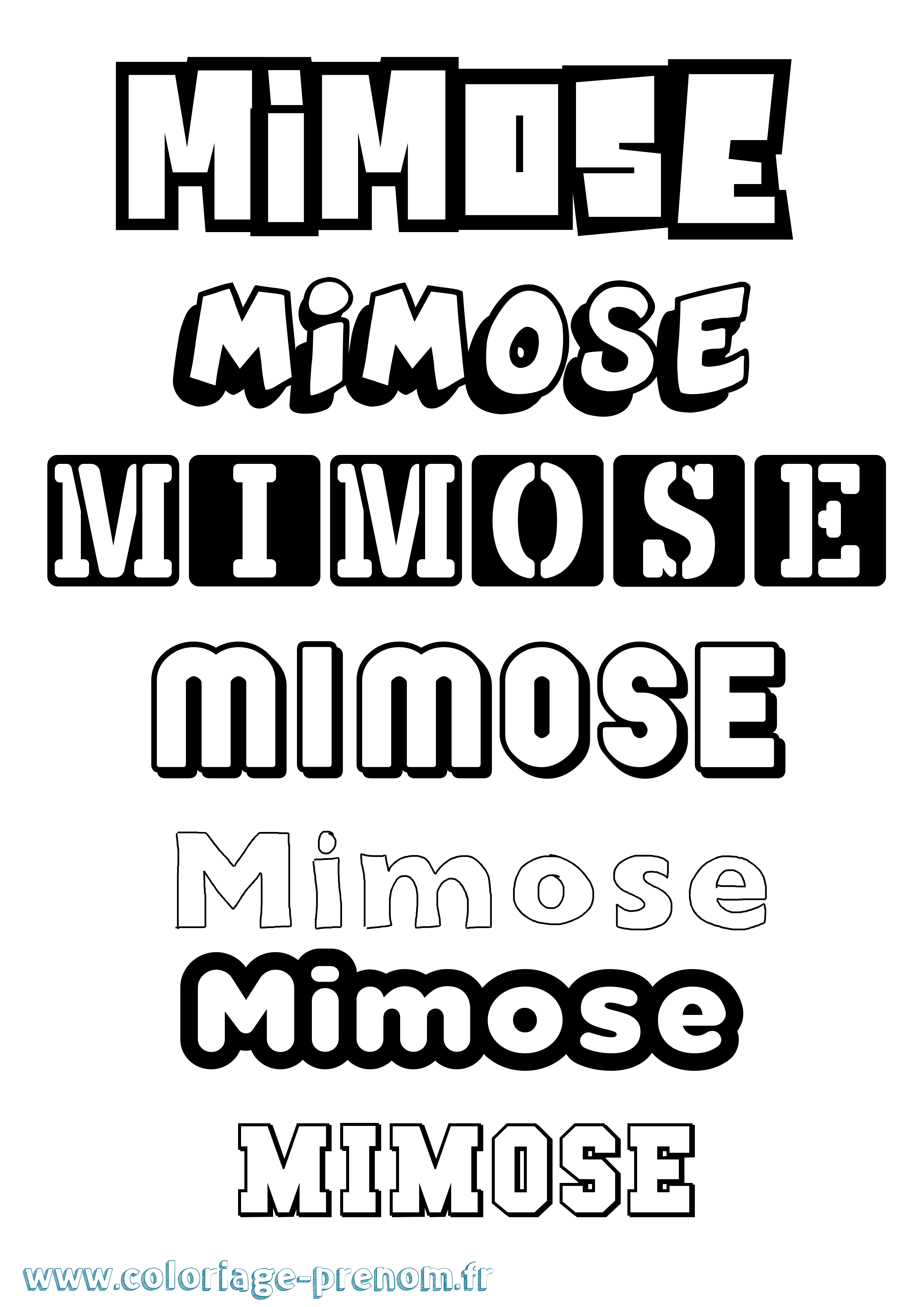 Coloriage prénom Mimose Simple