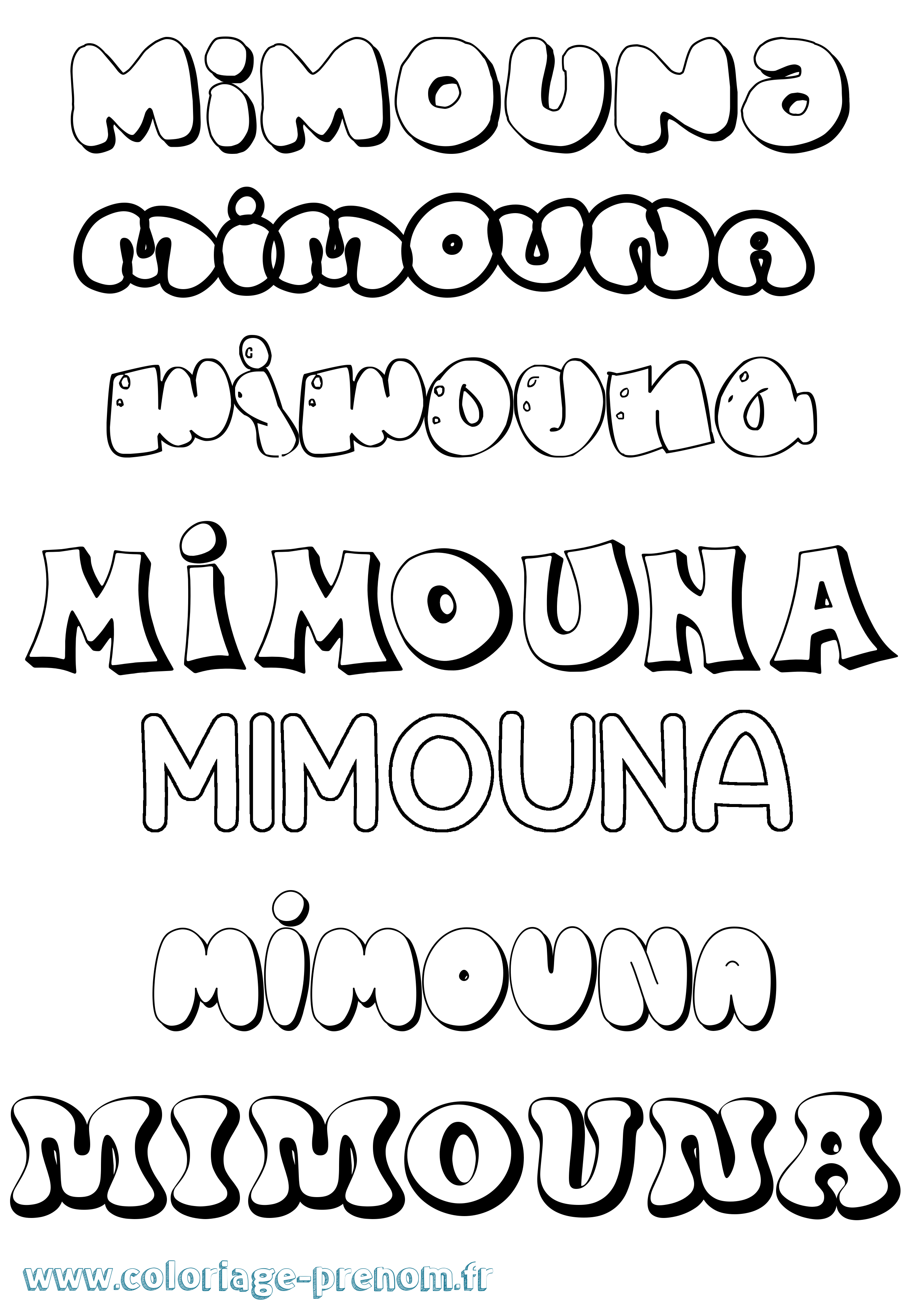Coloriage Mimouna Bubble Coloriage prénom Mimouna Bubble