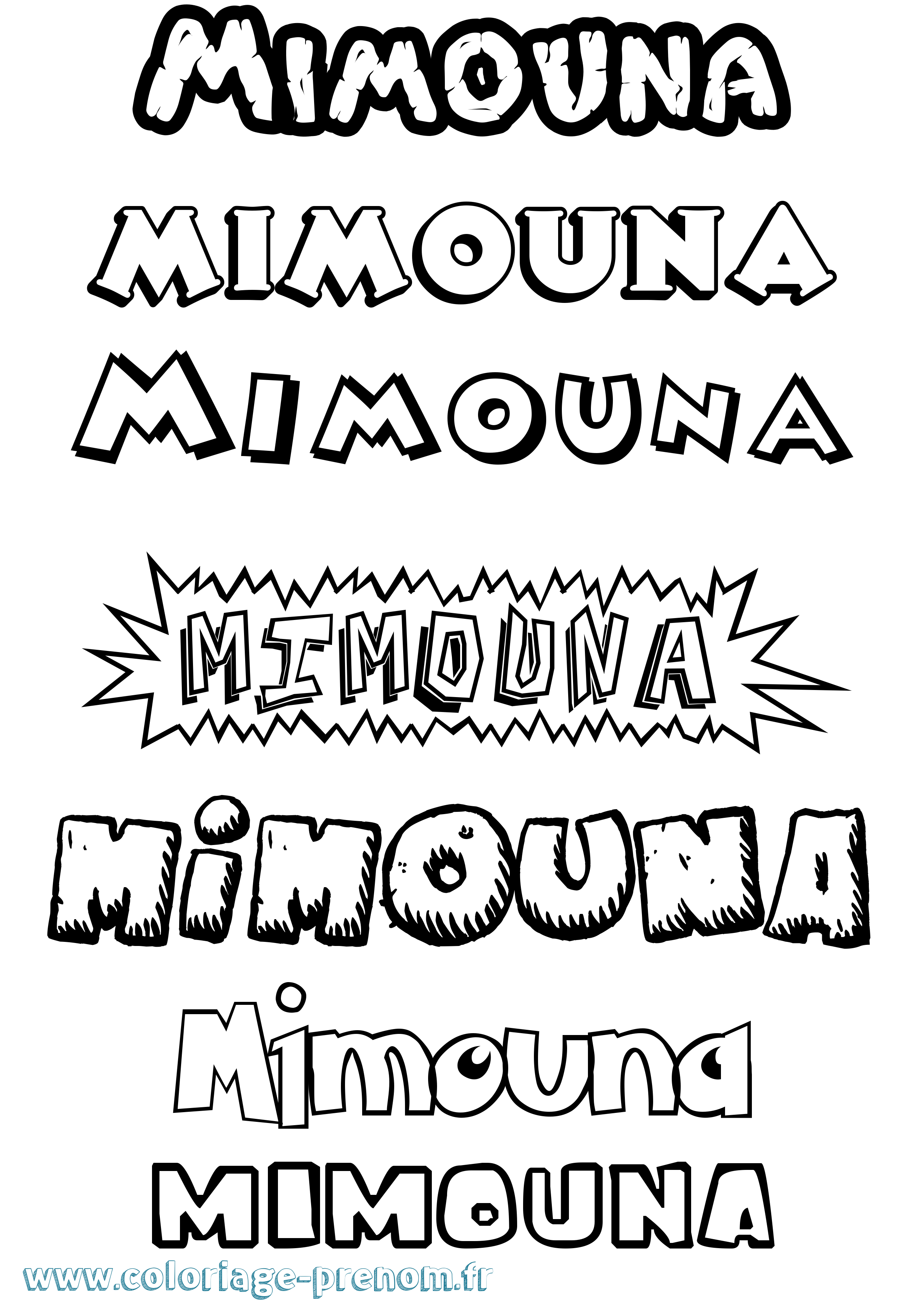 Coloriage Mimouna Dessin Animé Coloriage prénom Mimouna Dessin Animé