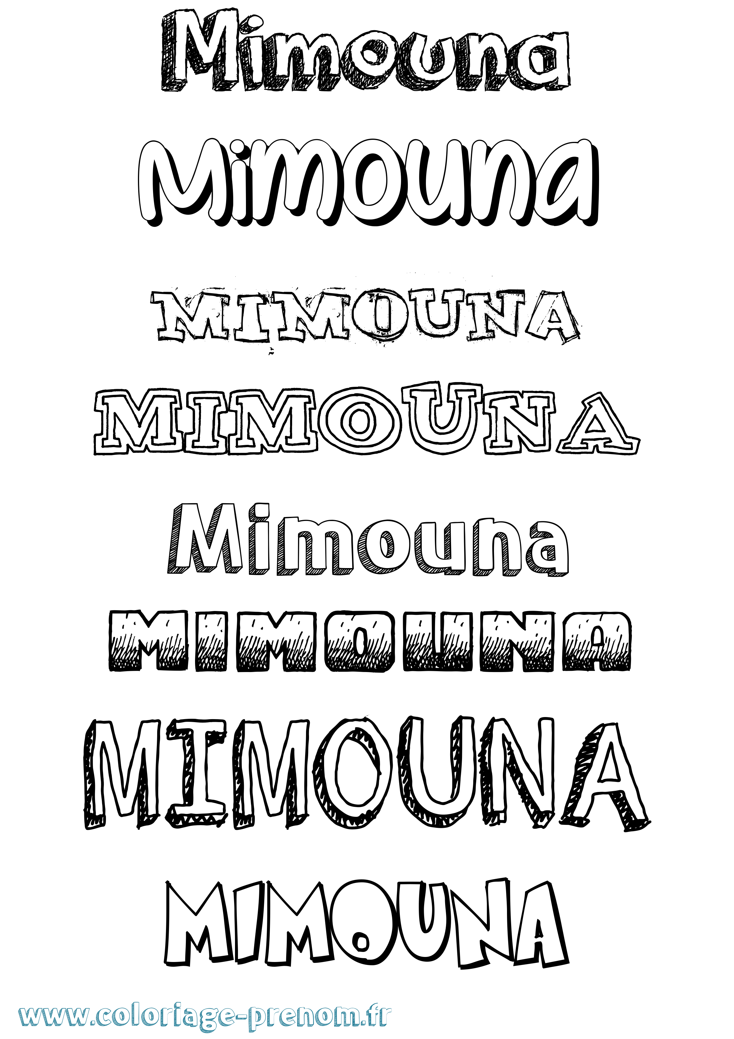 Coloriage Mimouna Dessiné Coloriage prénom Mimouna Dessiné