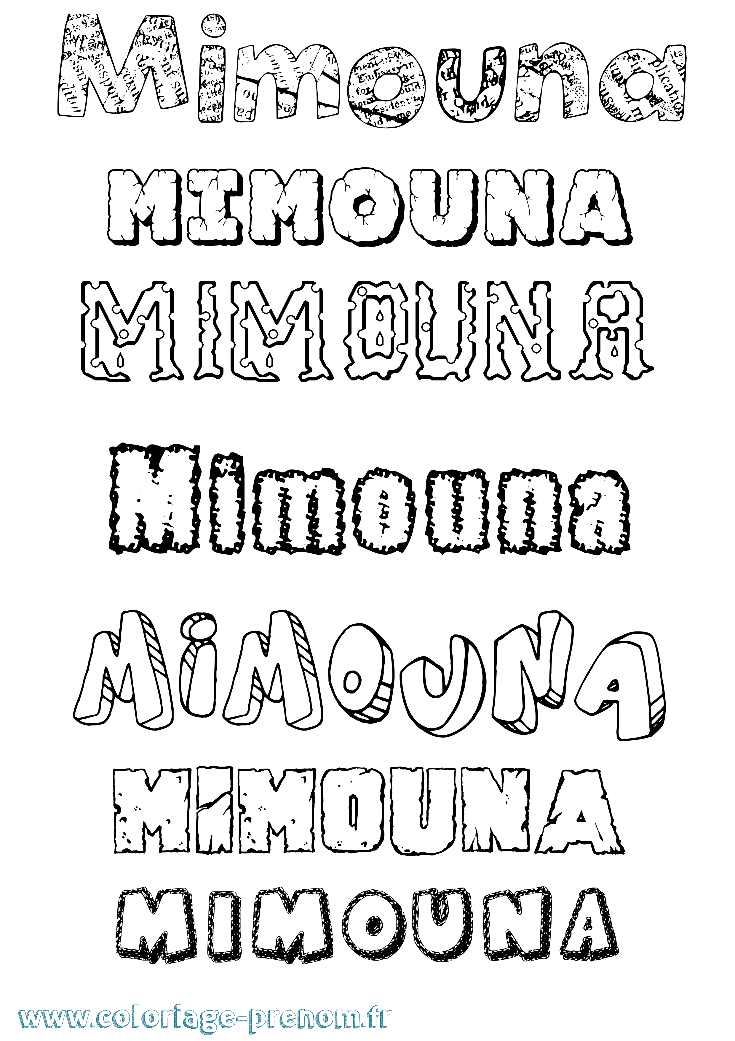 Coloriage Mimouna Destructuré Coloriage prénom Mimouna Destructuré