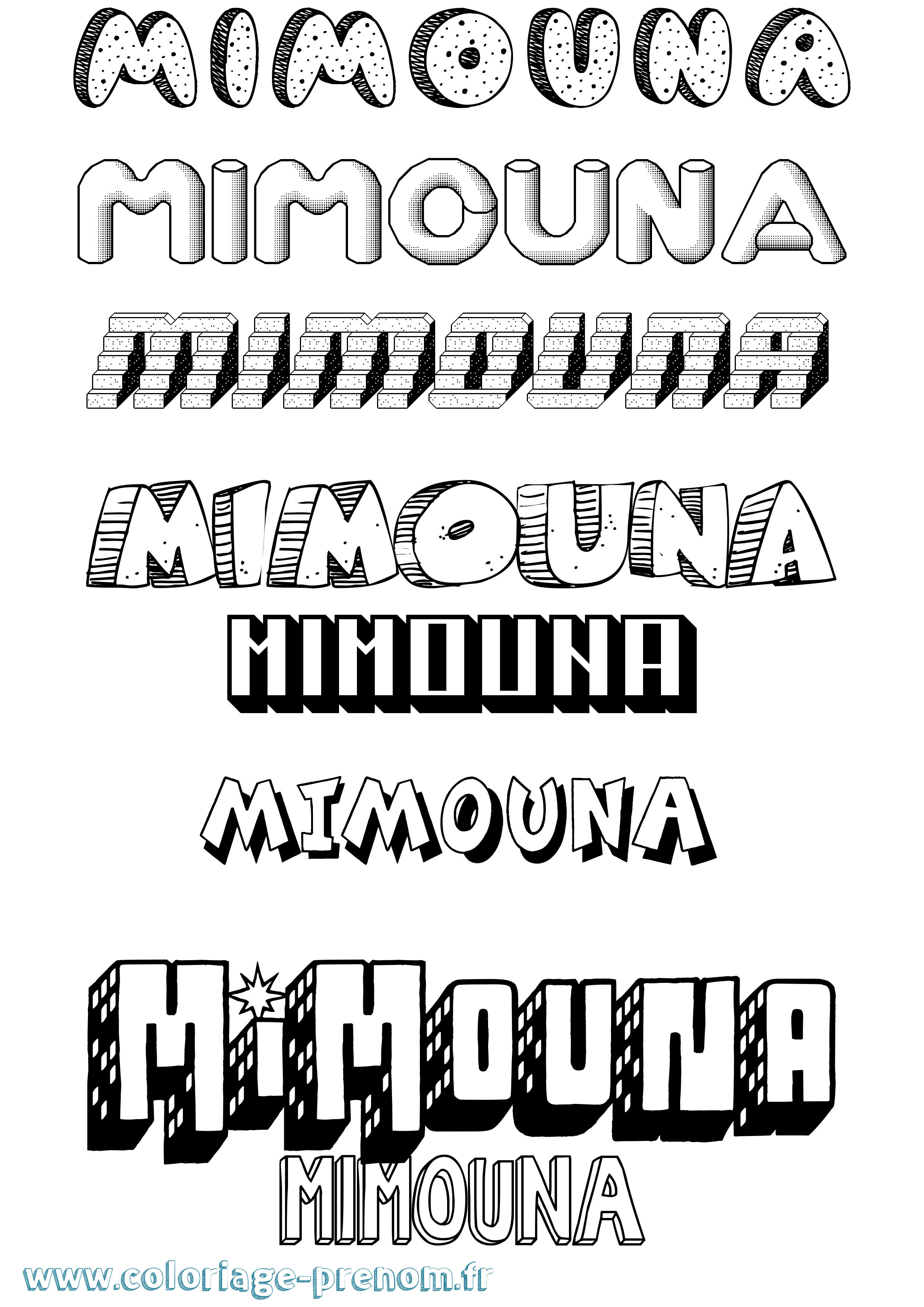Coloriage Mimouna Effet 3D Coloriage prénom Mimouna Effet 3D