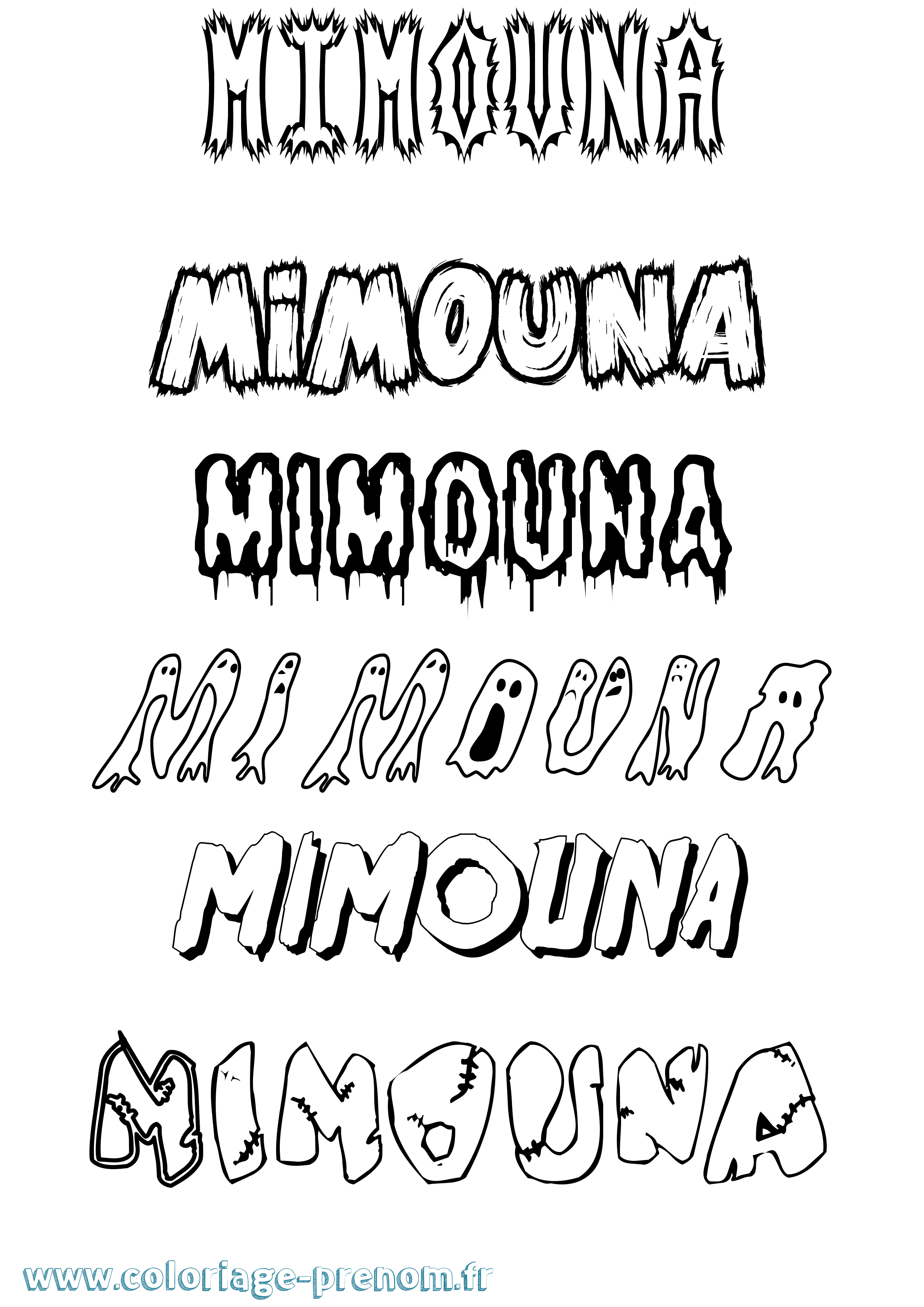 Coloriage Mimouna Frisson Coloriage prénom Mimouna Frisson