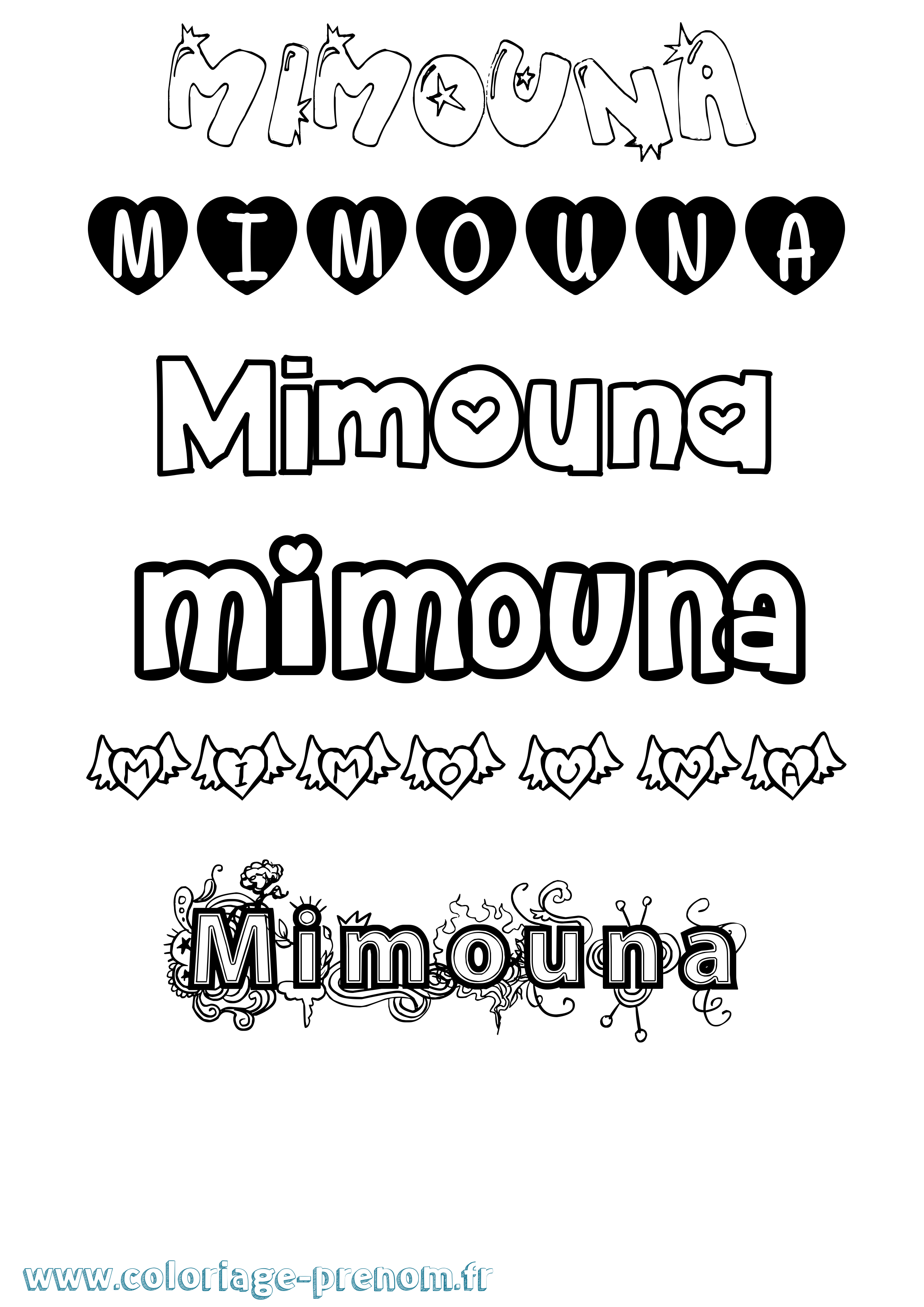 Coloriage Mimouna Girly Coloriage prénom Mimouna Girly