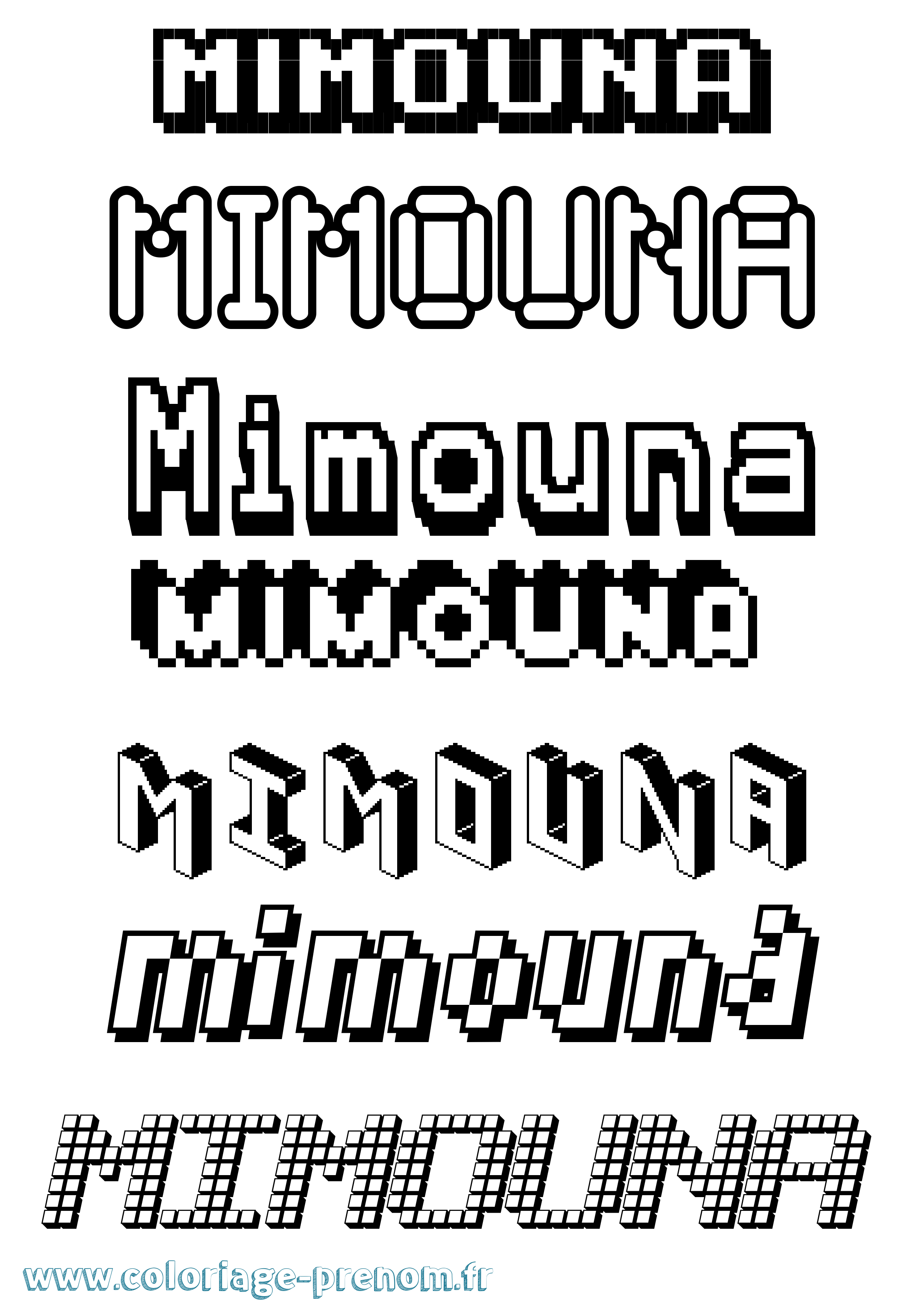 Coloriage Mimouna Pixel Coloriage prénom Mimouna Pixel