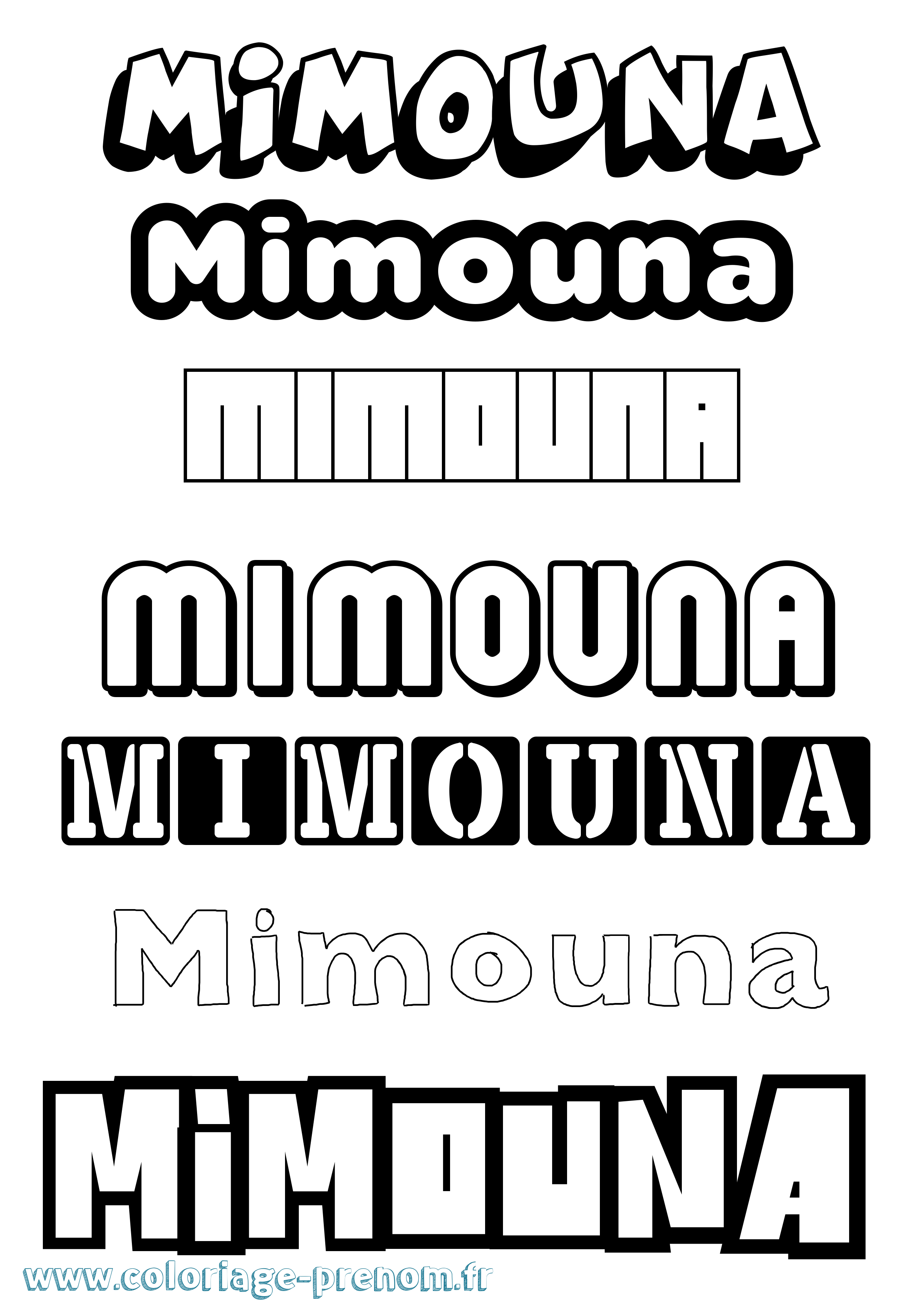 Coloriage Mimouna Simple Coloriage prénom Mimouna Simple