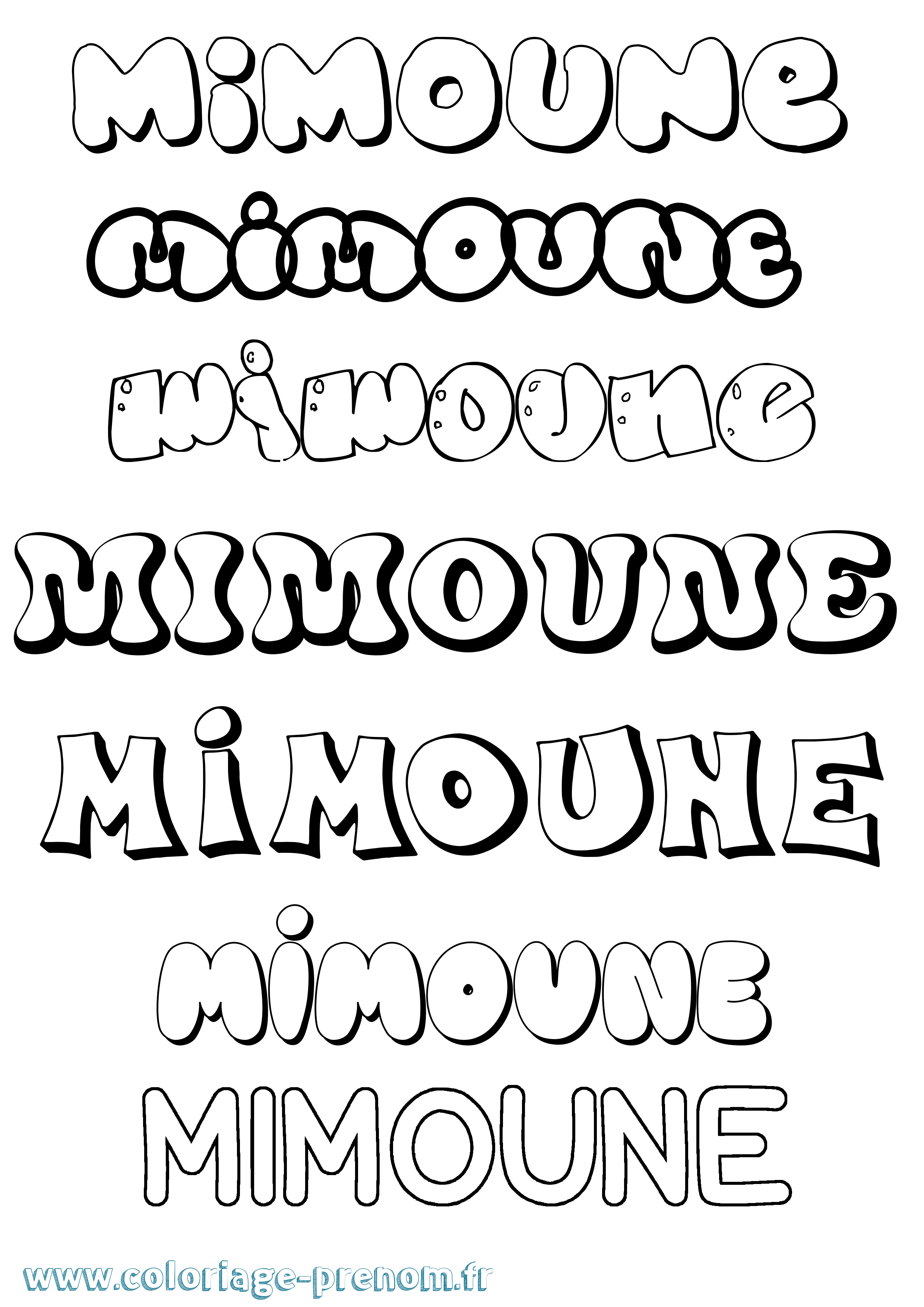 Coloriage prénom Mimoune Bubble