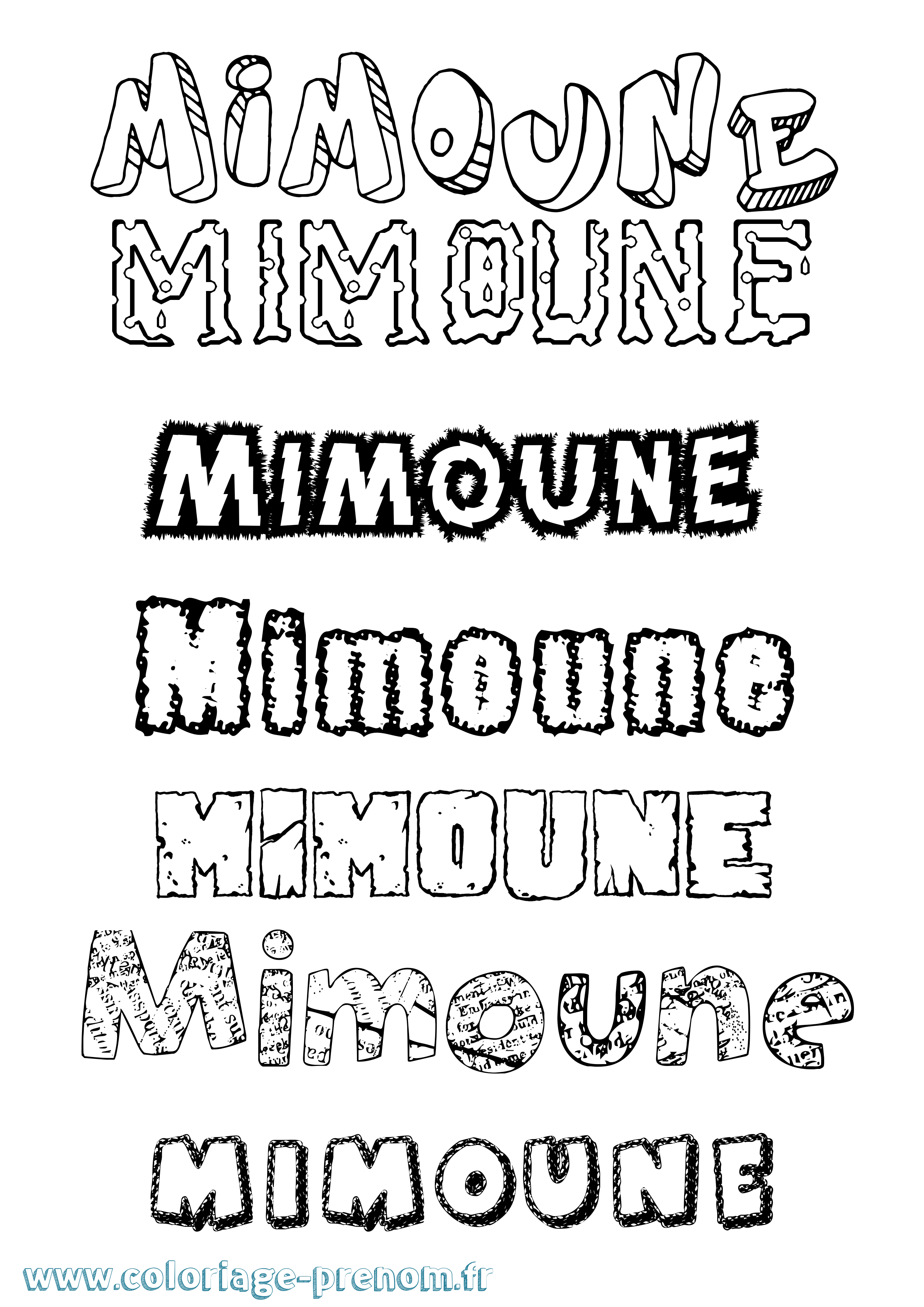 Coloriage prénom Mimoune Destructuré