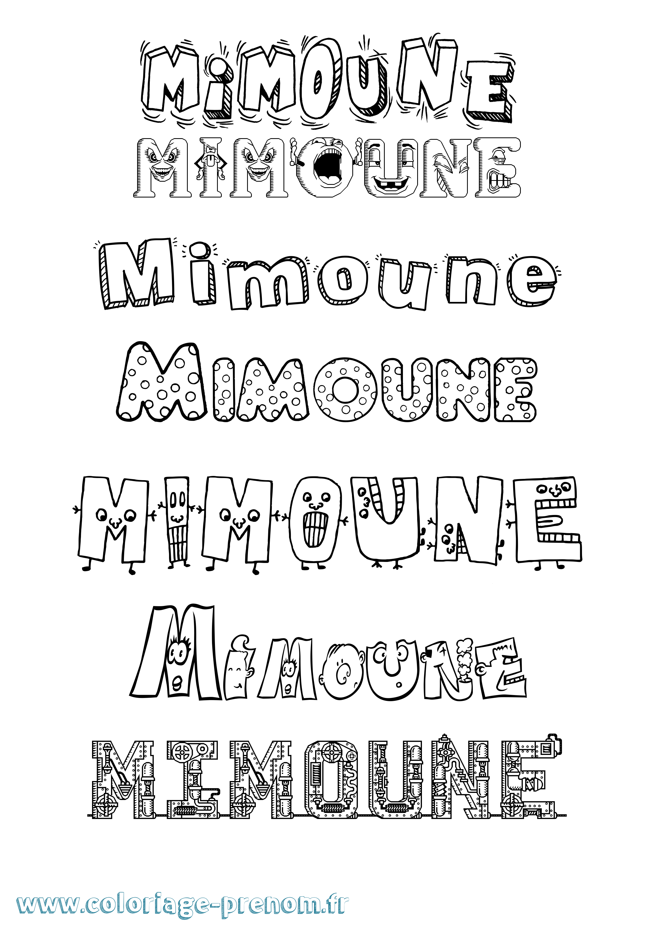 Coloriage prénom Mimoune Fun
