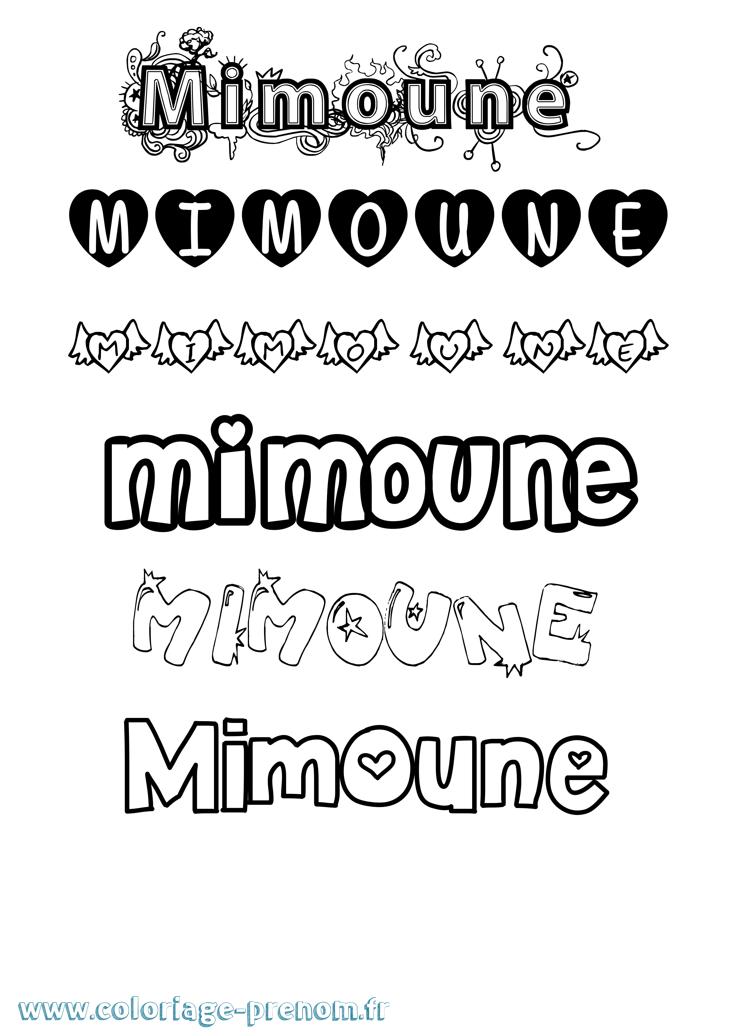 Coloriage prénom Mimoune Girly