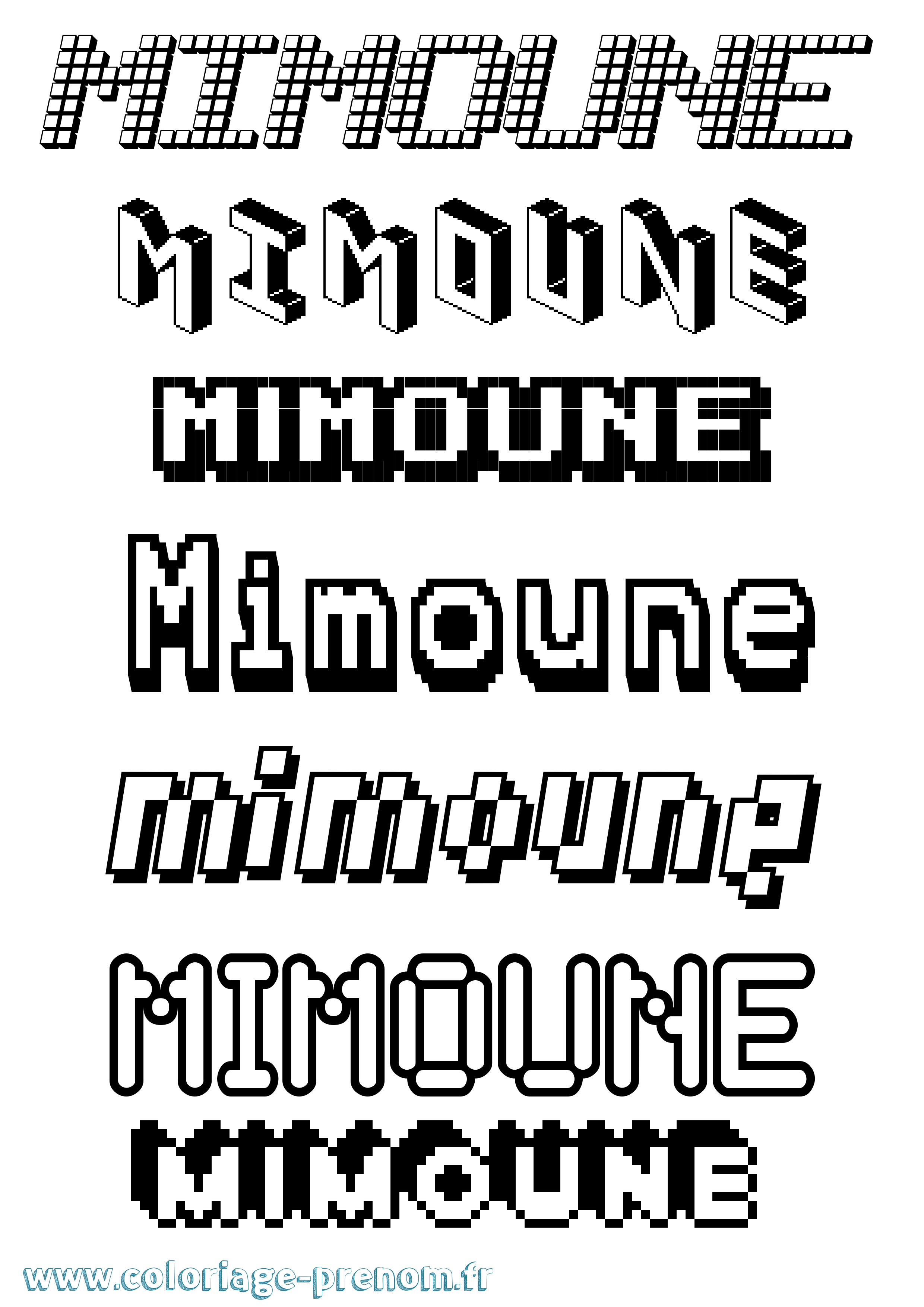 Coloriage prénom Mimoune Pixel