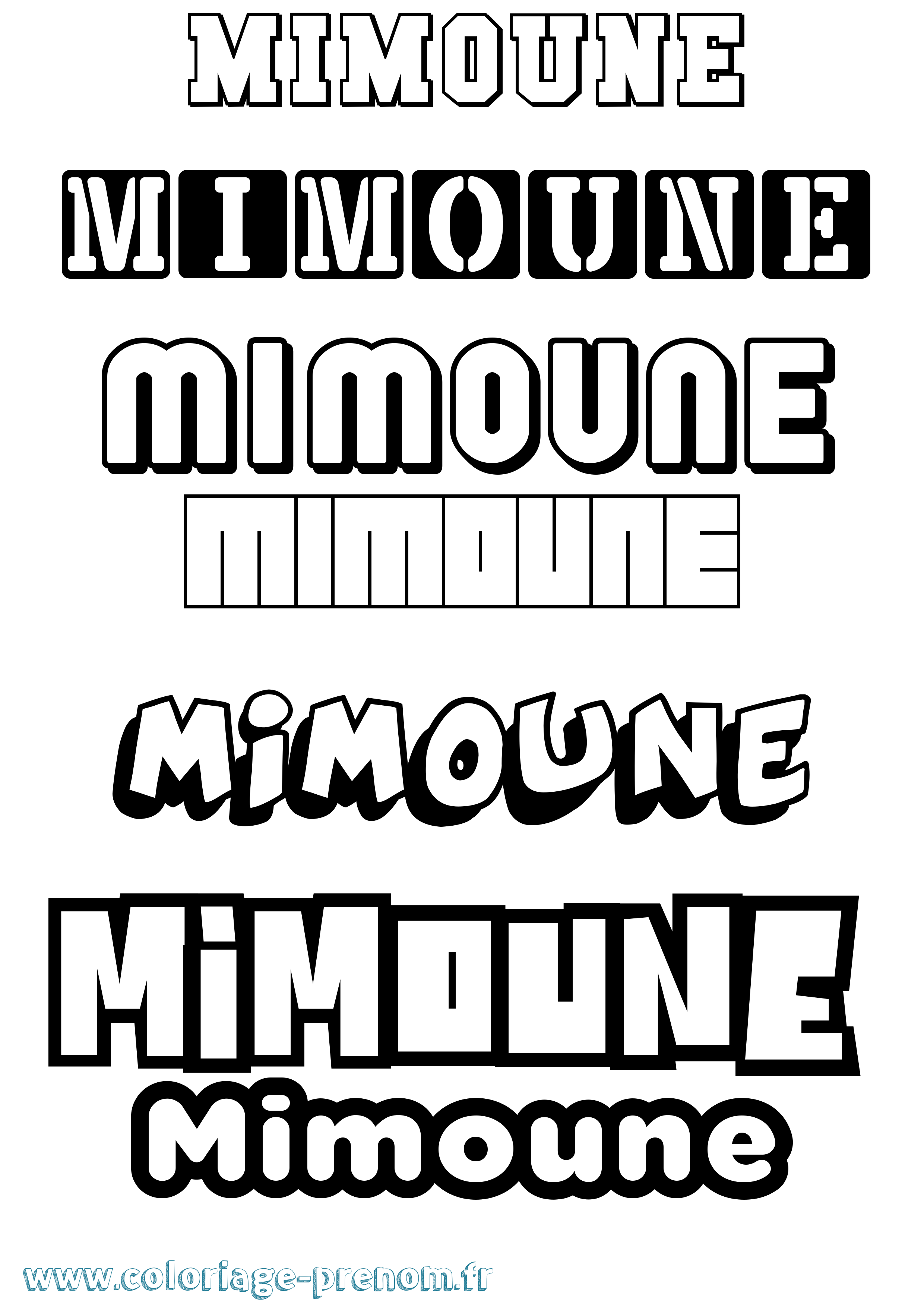 Coloriage prénom Mimoune Simple