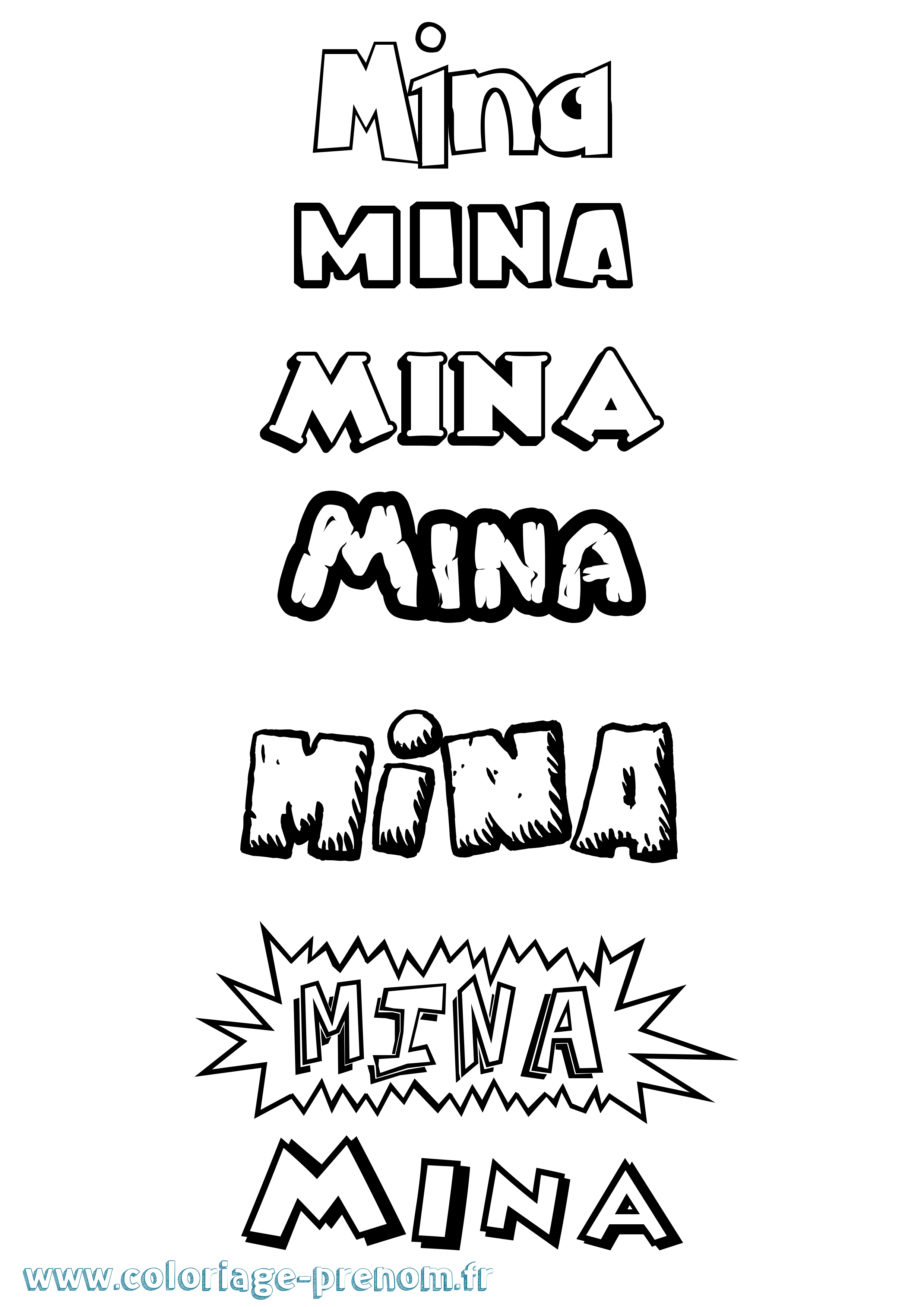 Coloriage prénom Mina